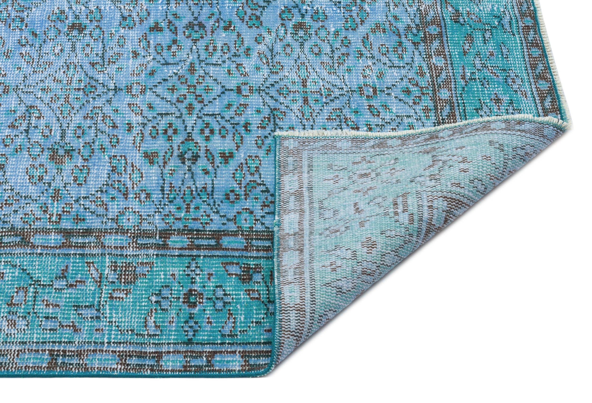 Atina Blue Vintage Wool Handmade Area Rug 4'9" x 8'8"