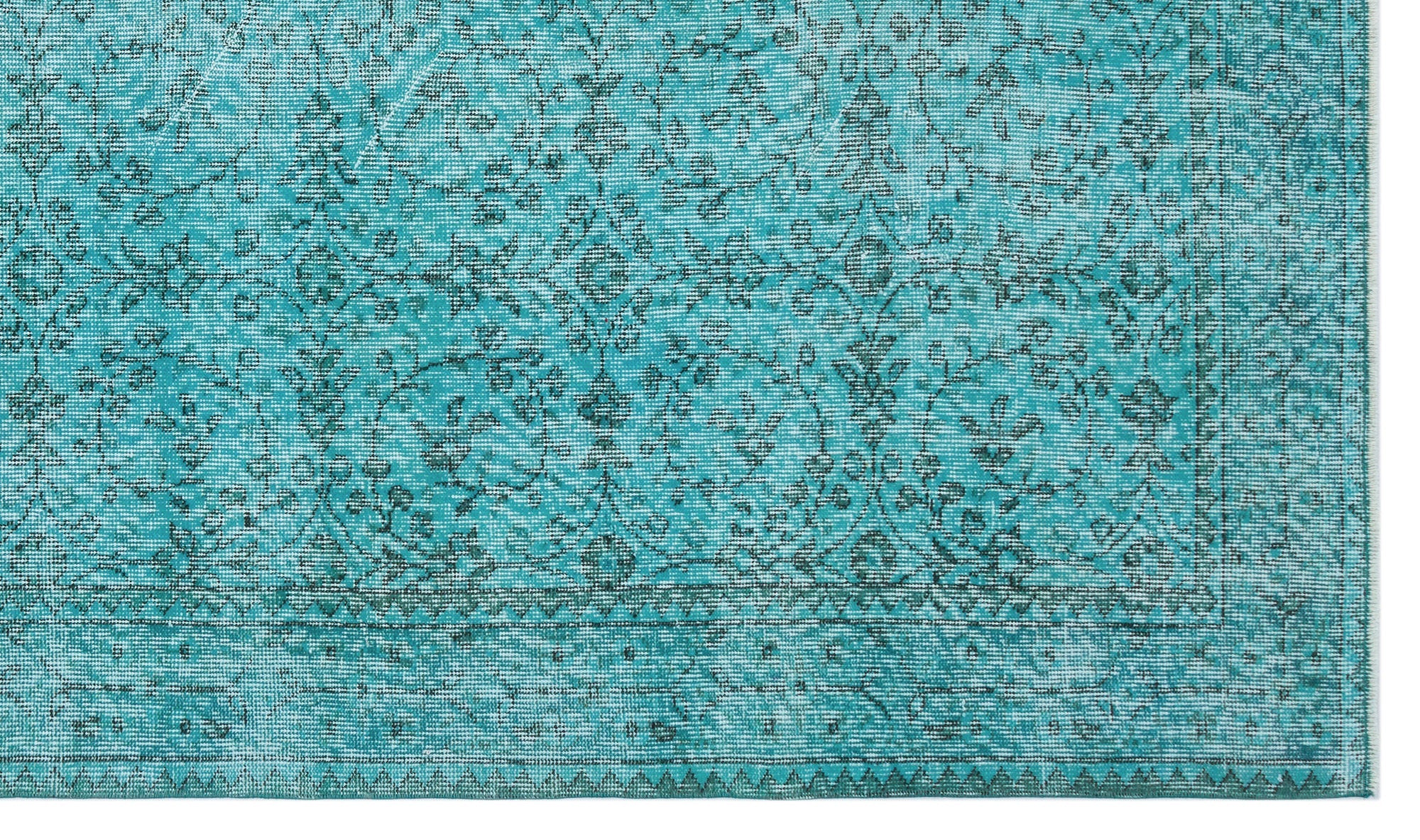 Atina Turquoise Vintage Wool Handmade Area Rug 4'3" x 11'2"