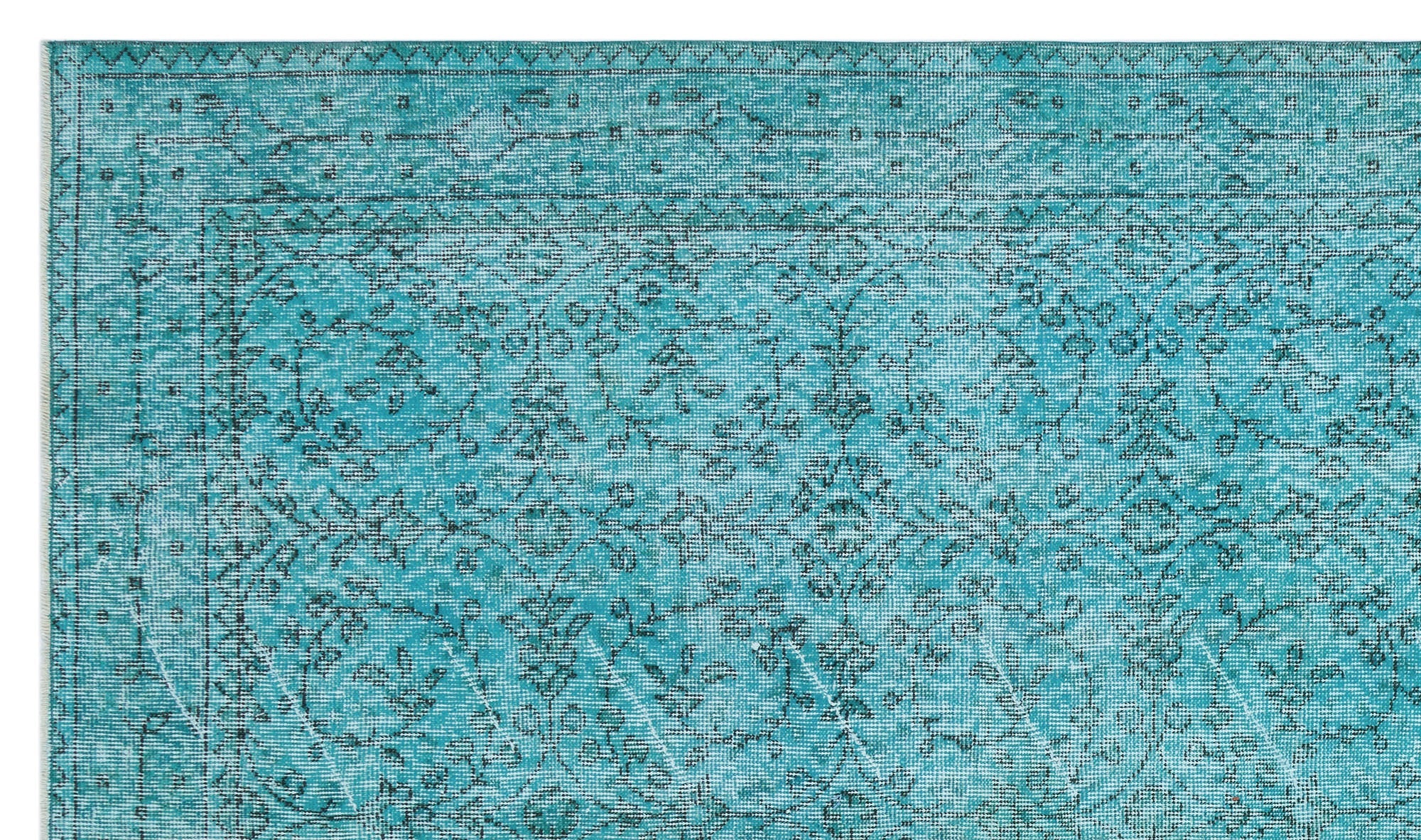 Atina Turquoise Vintage Wool Handmade Area Rug 4'3" x 11'2"