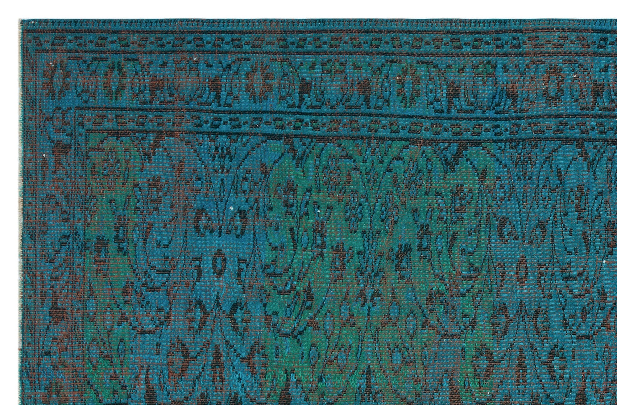 Atina Turquoise Vintage Wool Handmade Area Rug 5'6" x 8'7"