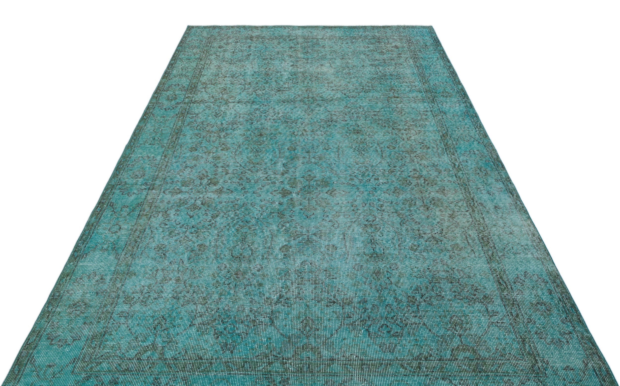 Atina Turquoise Vintage Wool Handmade Area Rug 5'8" x 9'0"