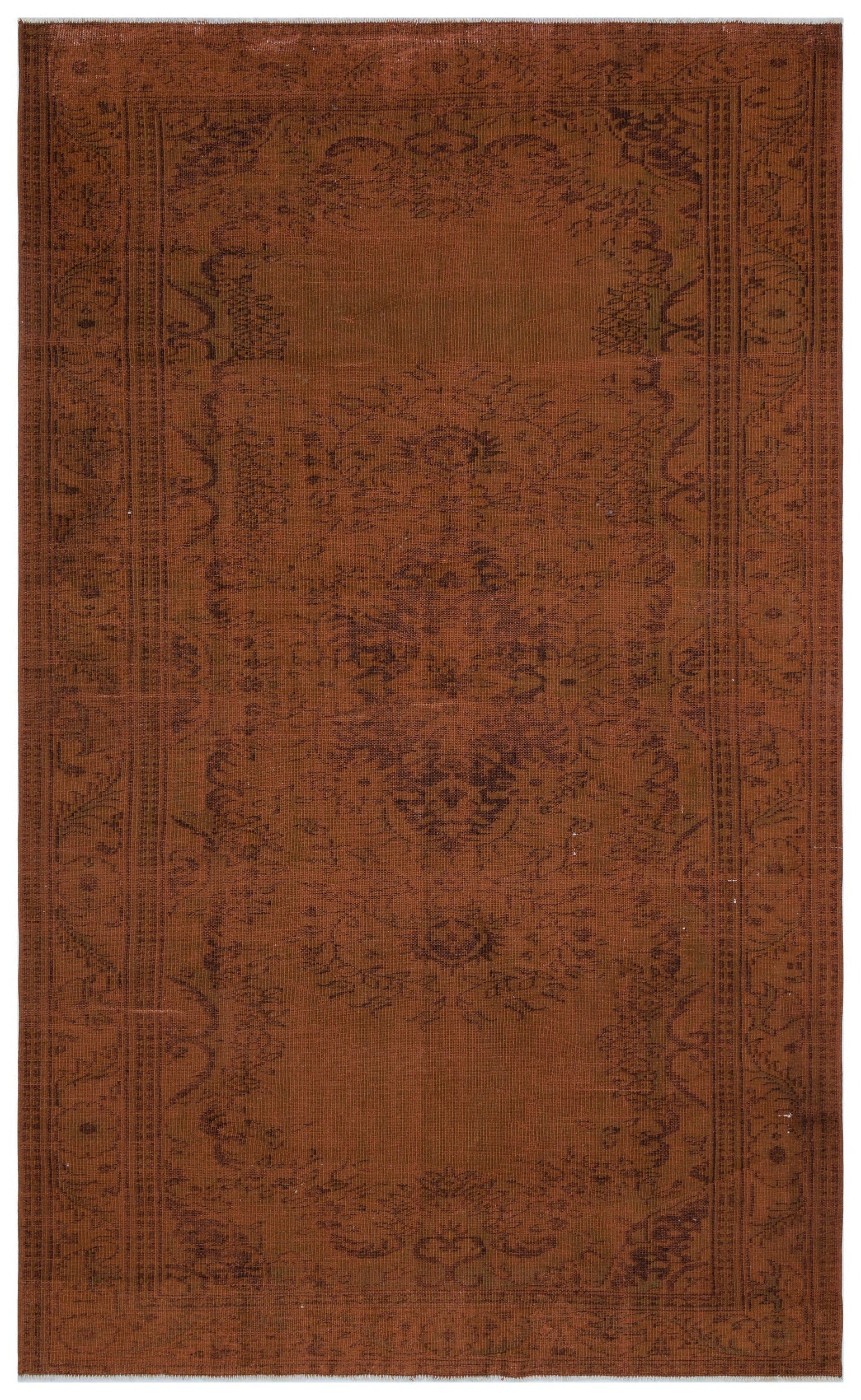 Atina Brown Vintage Wool Handmade Area Rug 6'1" x 10'2"