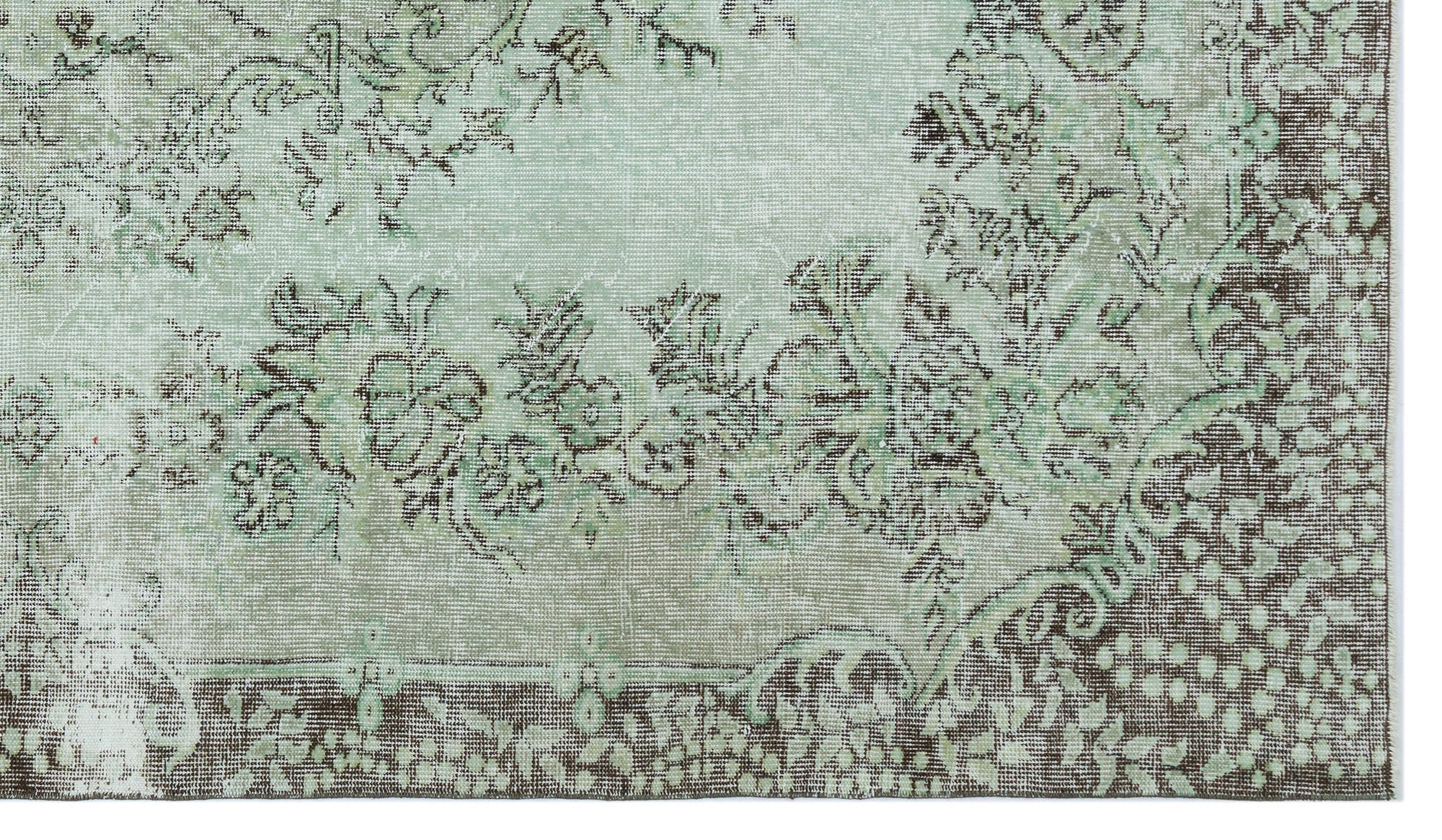 Atina Green Vintage Wool Handmade Area Rug 5'6" x 9'7"