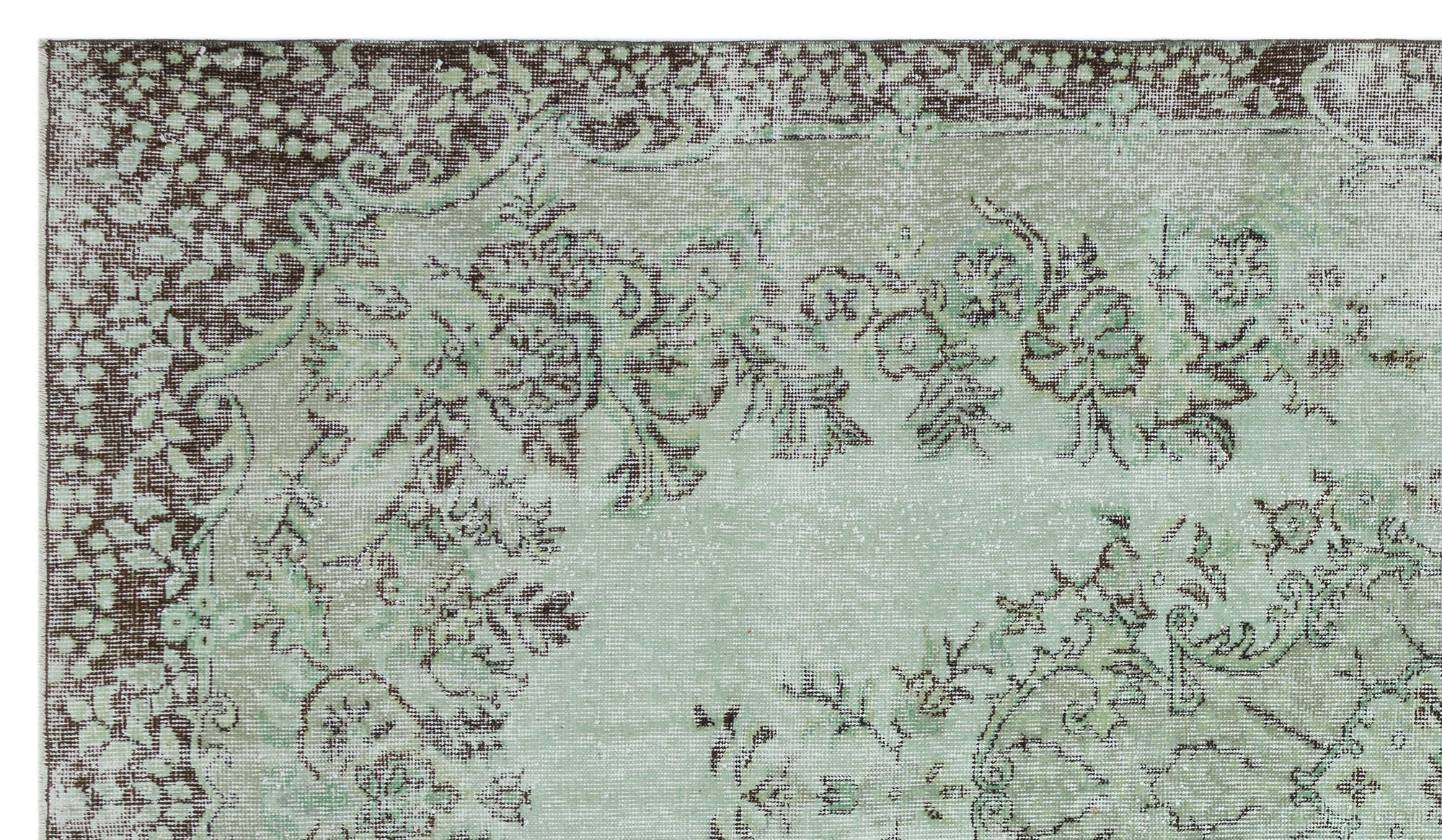 Atina Green Vintage Wool Handmade Area Rug 5'6" x 9'7"