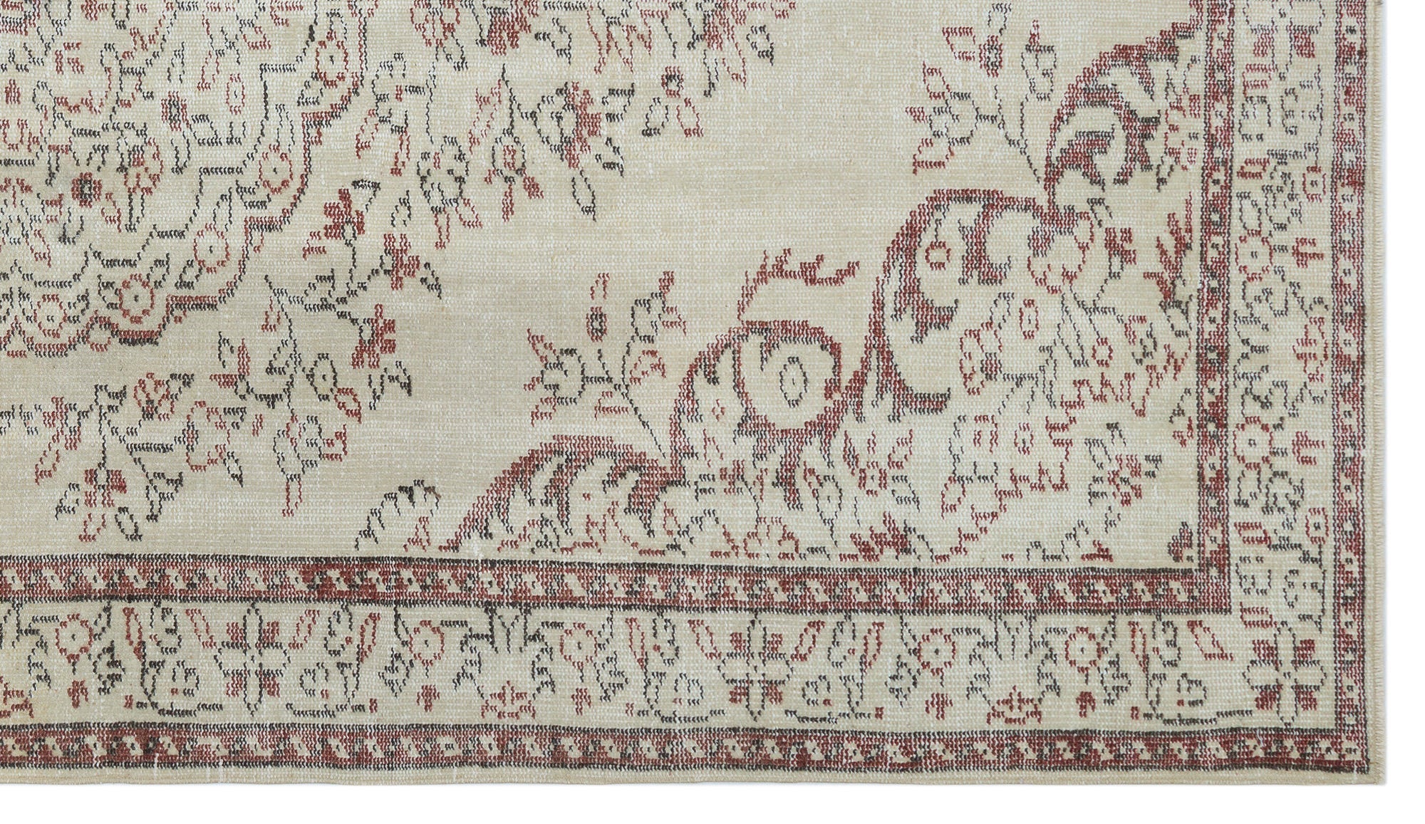 Atina Beige Vintage Wool Handmade Area Rug 5'4" x 9'4"