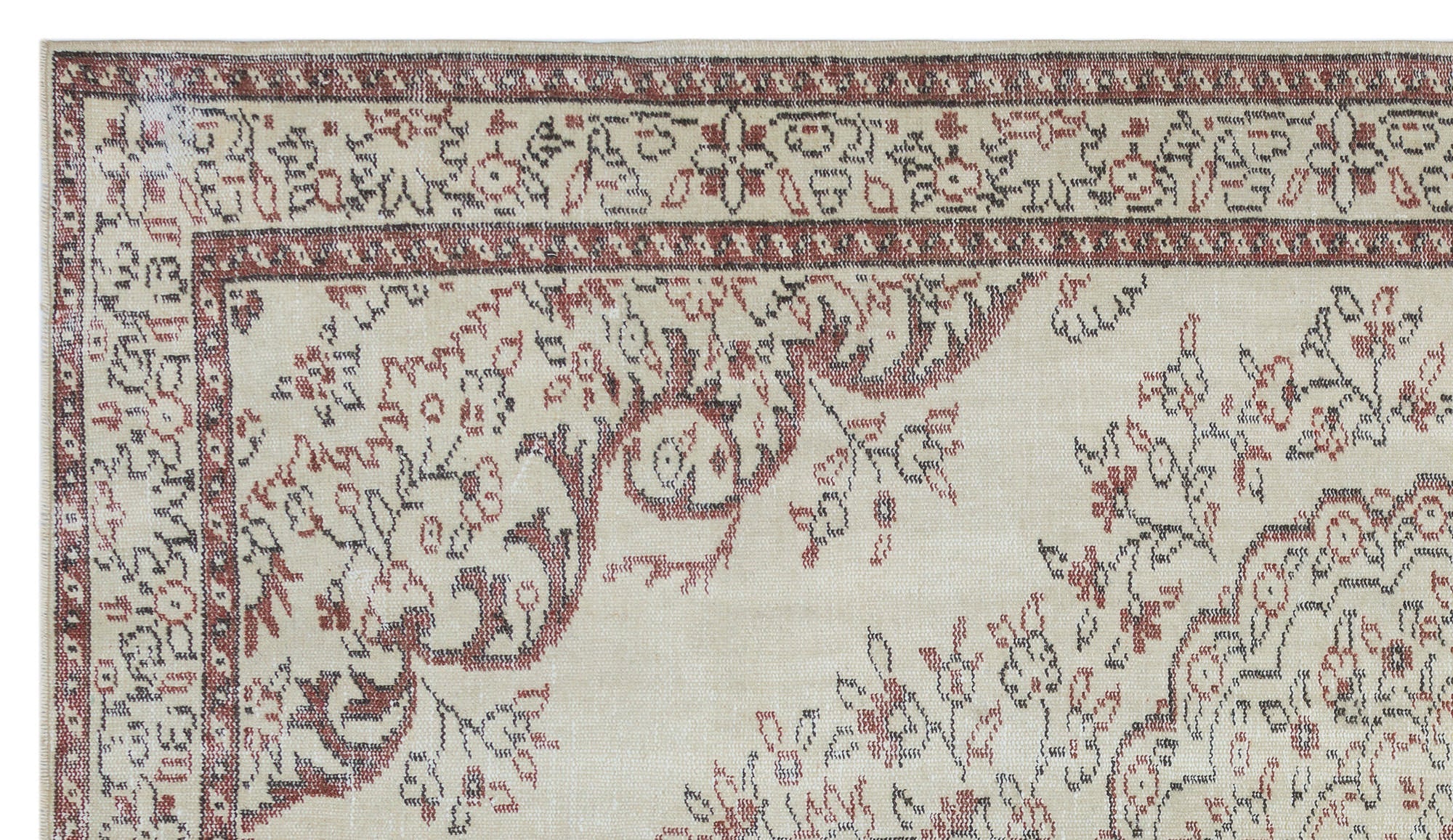 Atina Beige Vintage Wool Handmade Area Rug 5'4" x 9'4"