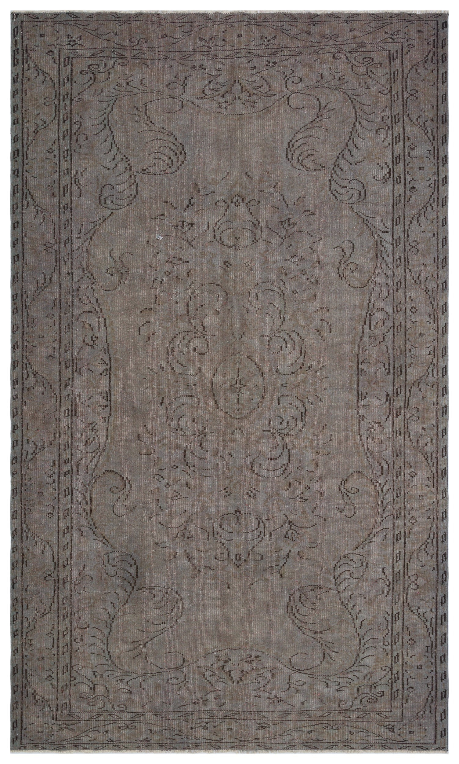 Atina Grey Vintage Wool Handmade Area Rug 5'7" x 9'5"