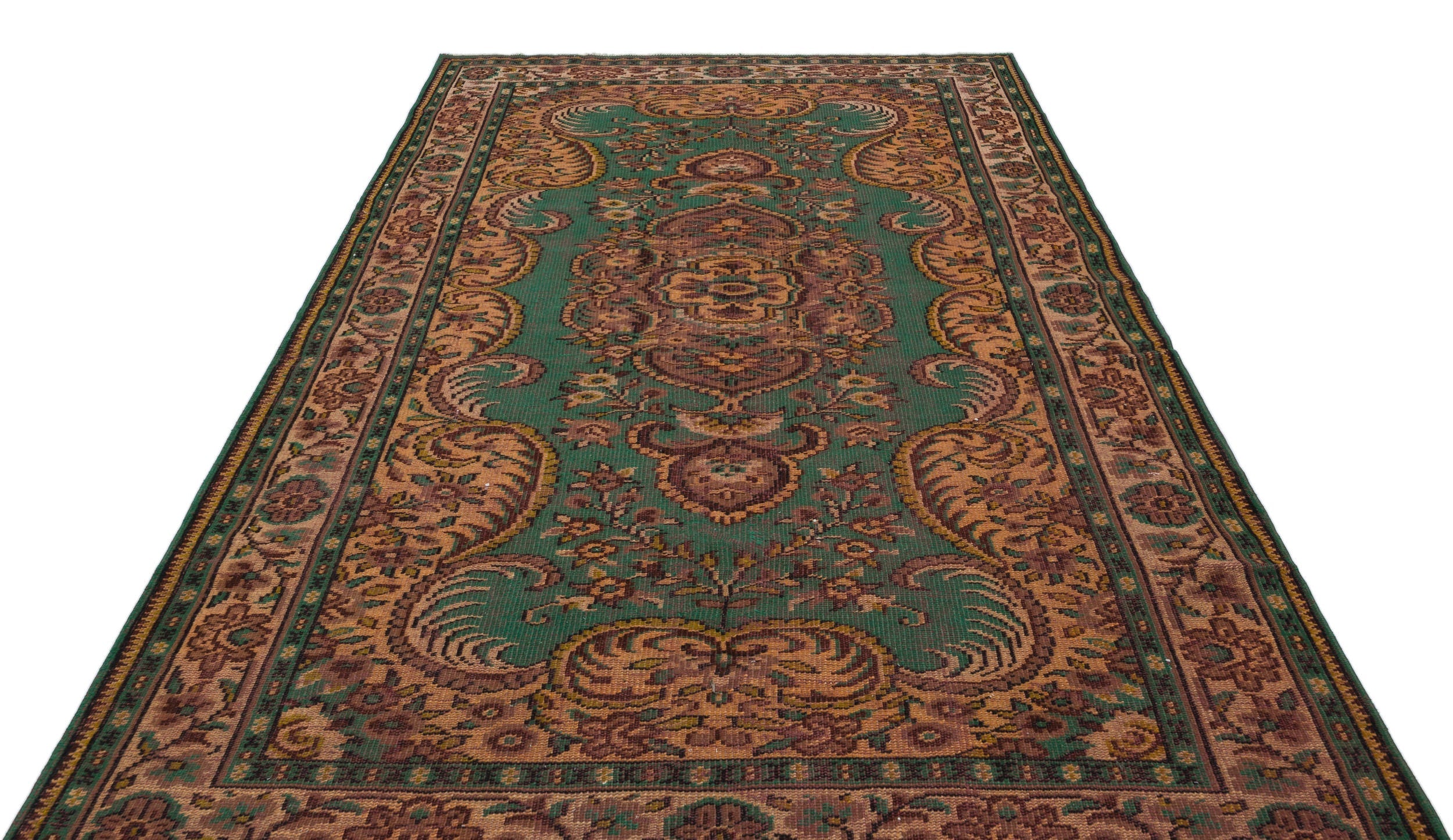 Atina Green Classic Wool Handmade Area Rug 6'0" x 9'3"