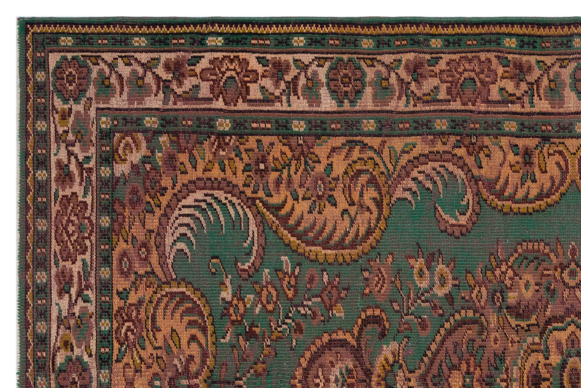 Atina Green Classic Wool Handmade Area Rug 6'0" x 9'3"