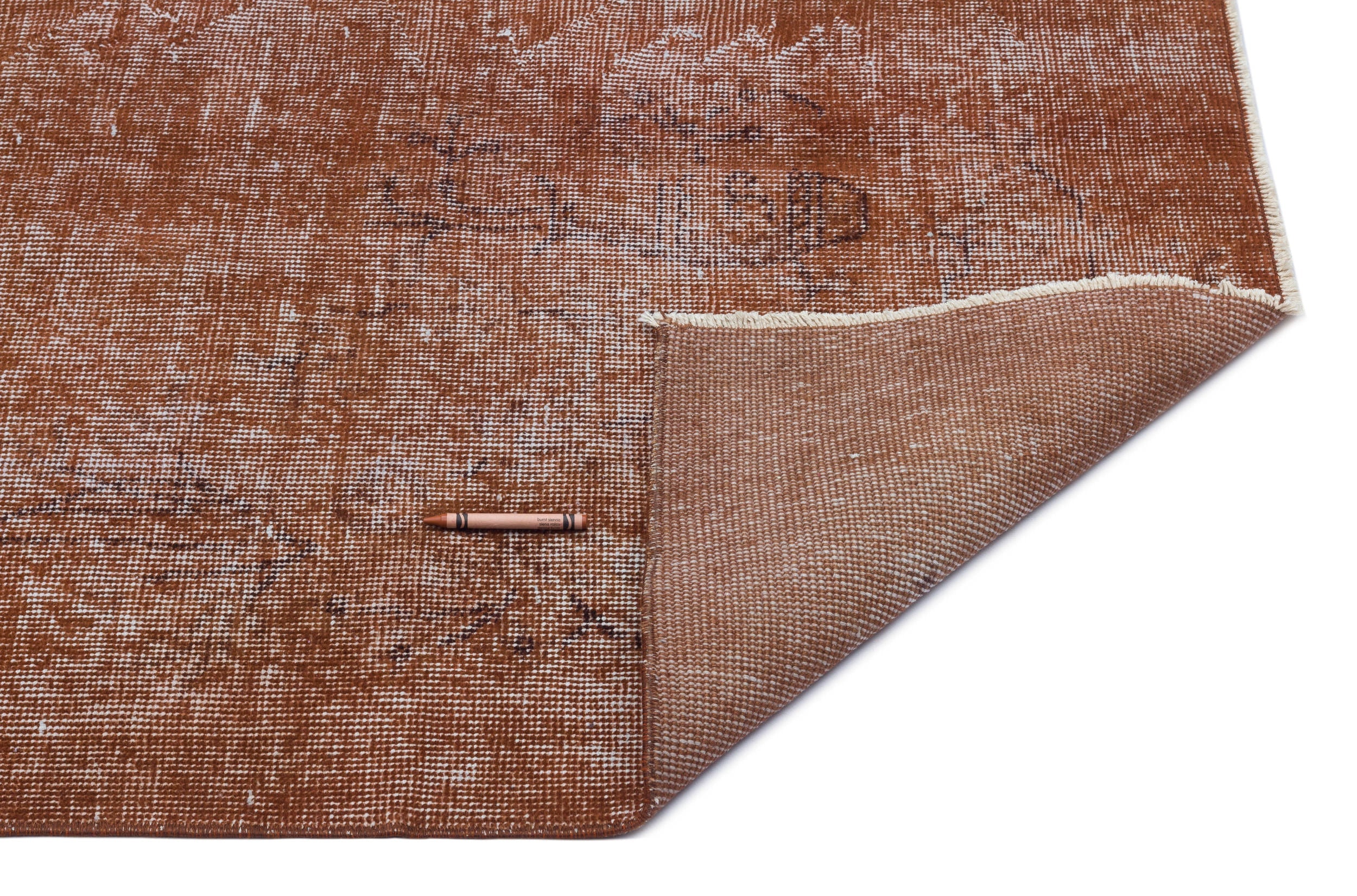 Atina Brown Vintage Wool Handmade Area Rug 3'8" x 6'11"