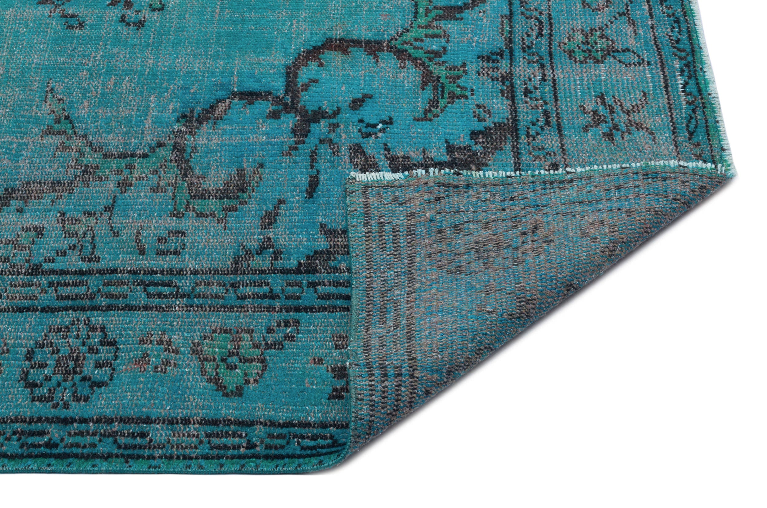 Atina Turquoise Vintage Wool Handmade Area Rug 5'5" x 9'0"