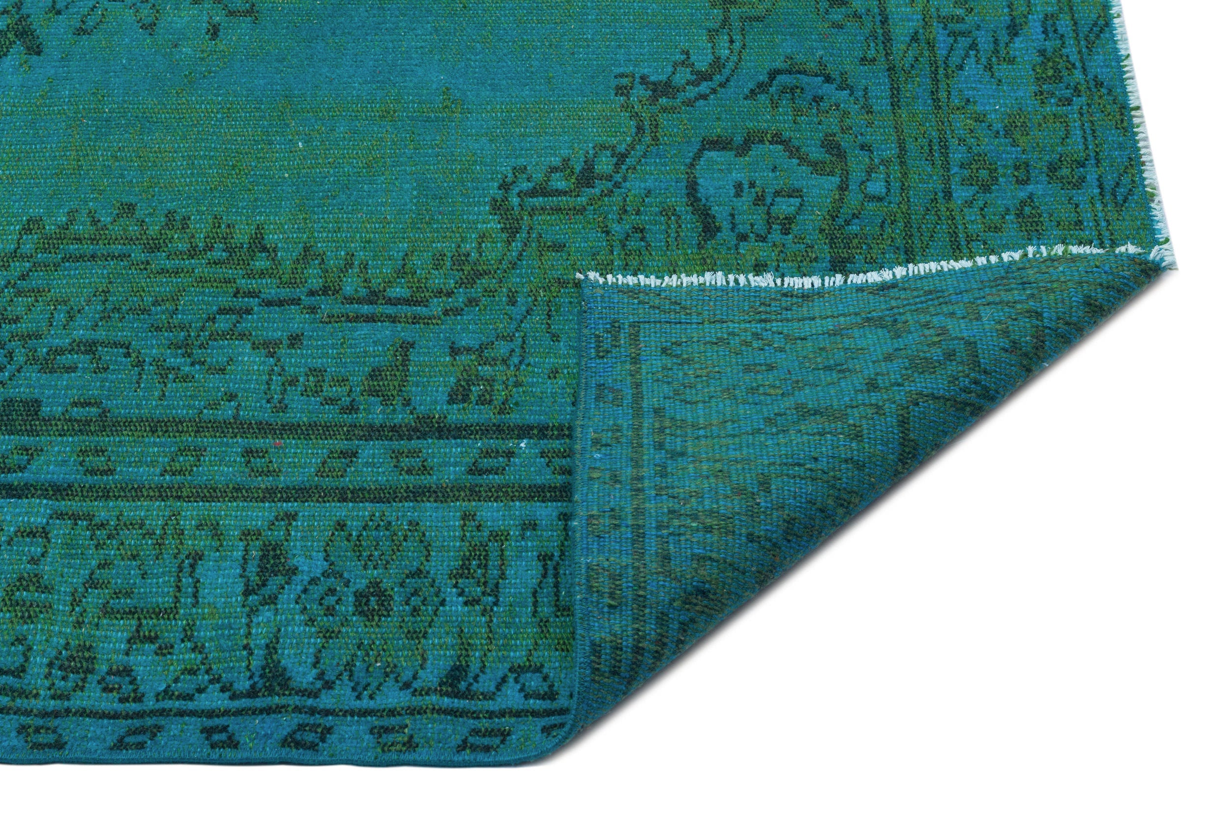 Atina Turquoise Vintage Wool Handmade Area Rug 6'5" x 9'11"