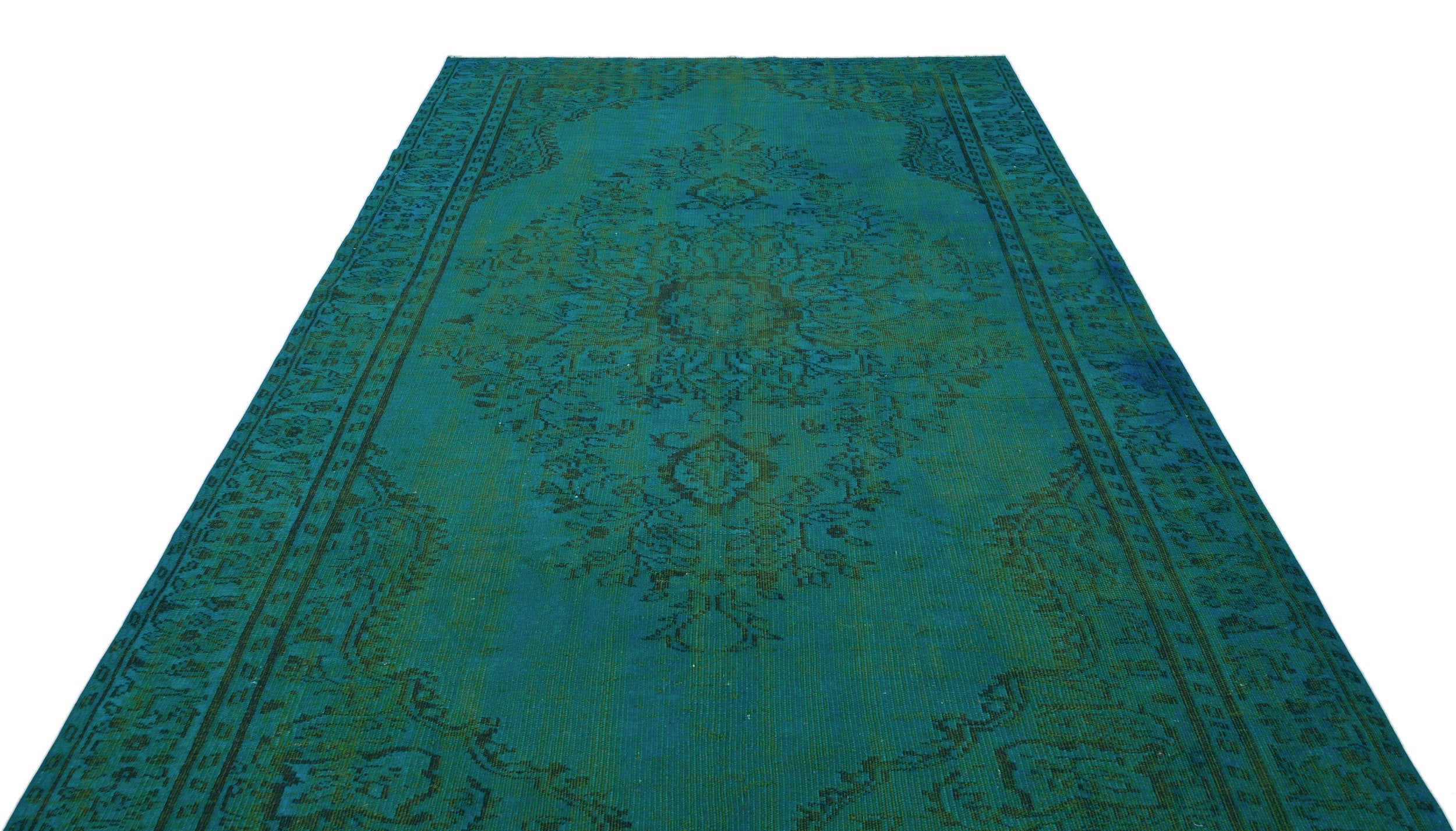 Atina Turquoise Vintage Wool Handmade Area Rug 6'5" x 9'11"