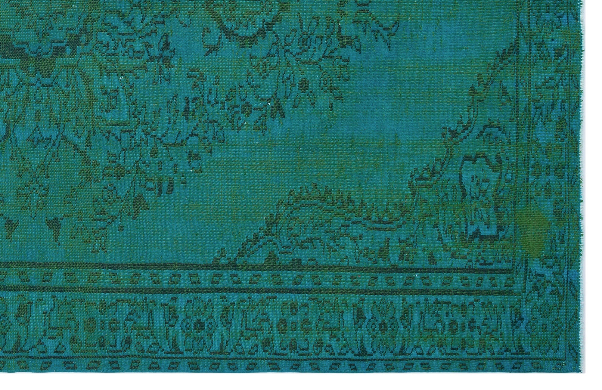Atina Turquoise Vintage Wool Handmade Area Rug 6'5" x 9'11"