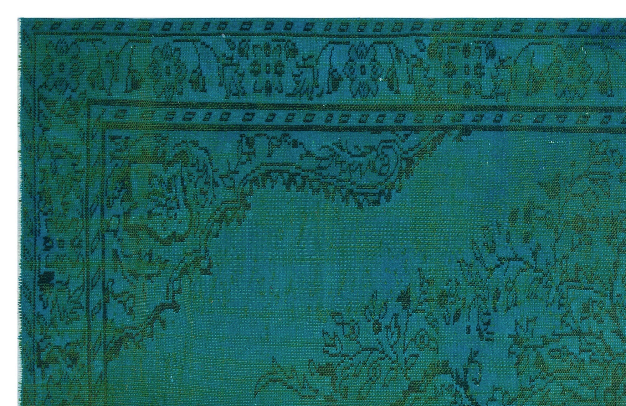 Atina Turquoise Vintage Wool Handmade Area Rug 6'5" x 9'11"
