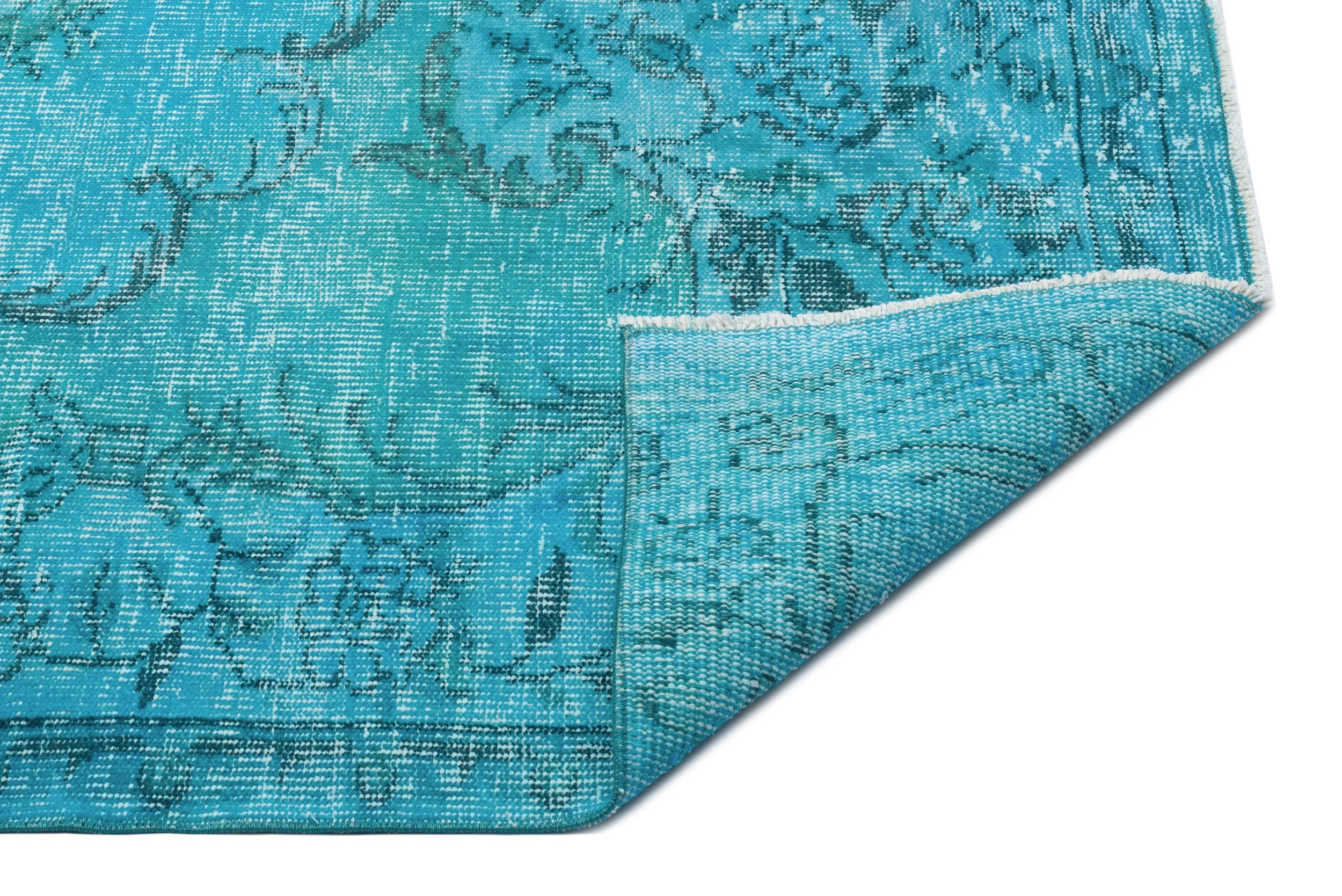 Atina Turquoise Vintage Wool Handmade Area Rug 5'7" x 9'3"