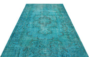 Atina Turquoise Vintage Wool Handmade Area Rug 5'7" x 9'3"