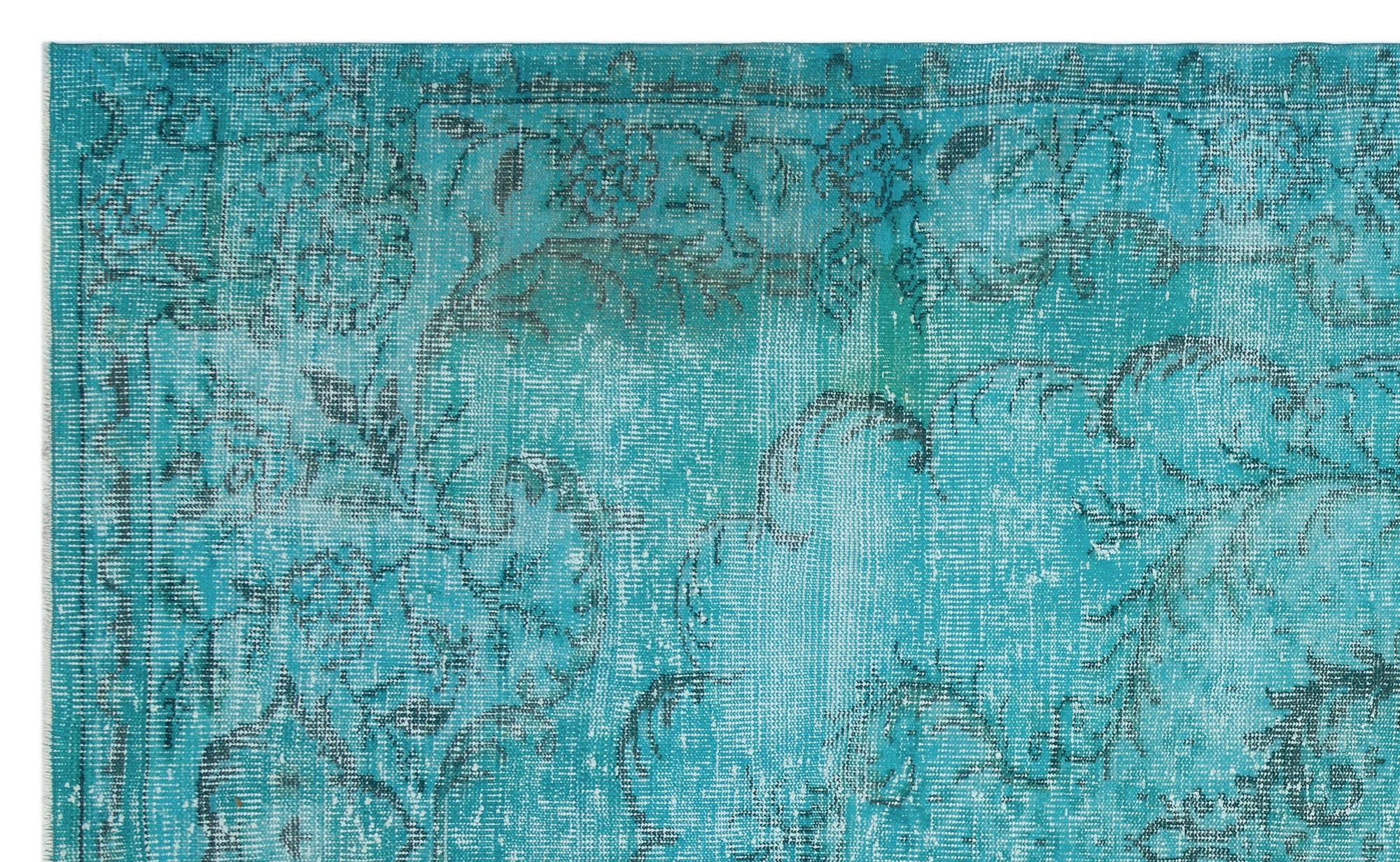 Atina Turquoise Vintage Wool Handmade Area Rug 5'7" x 9'3"