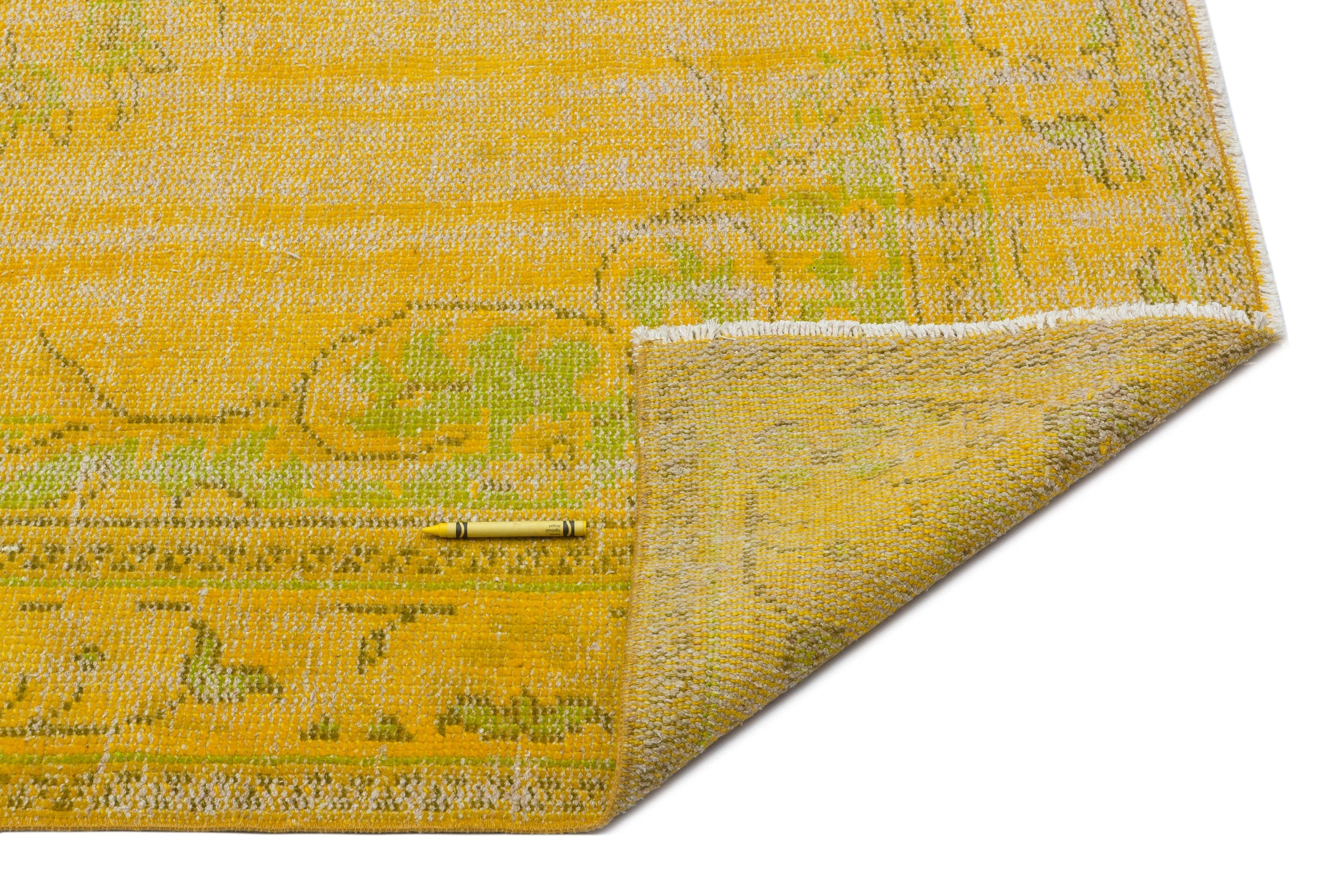 Atina Yellow Vintage Wool Handmade Area Rug 5'3" x 9'4"