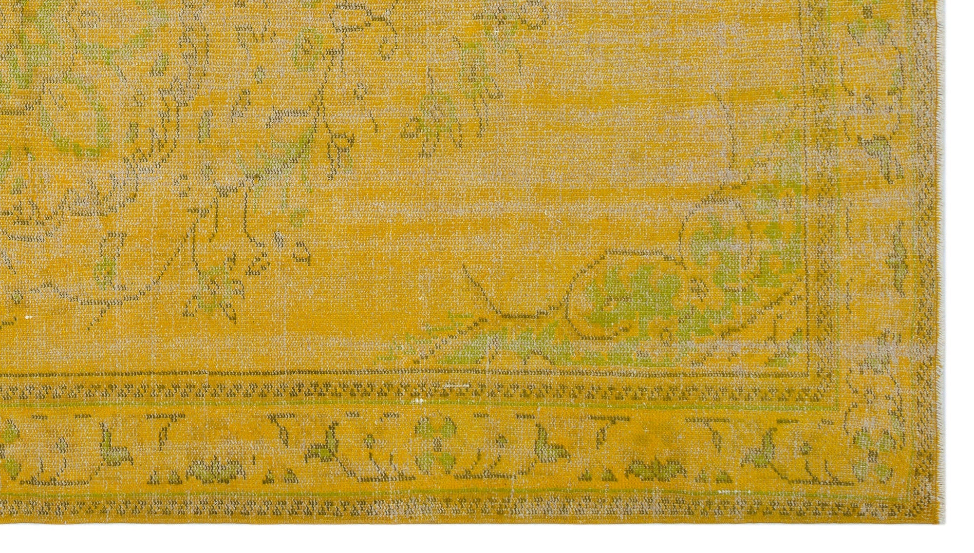 Atina Yellow Vintage Wool Handmade Area Rug 5'3" x 9'4"