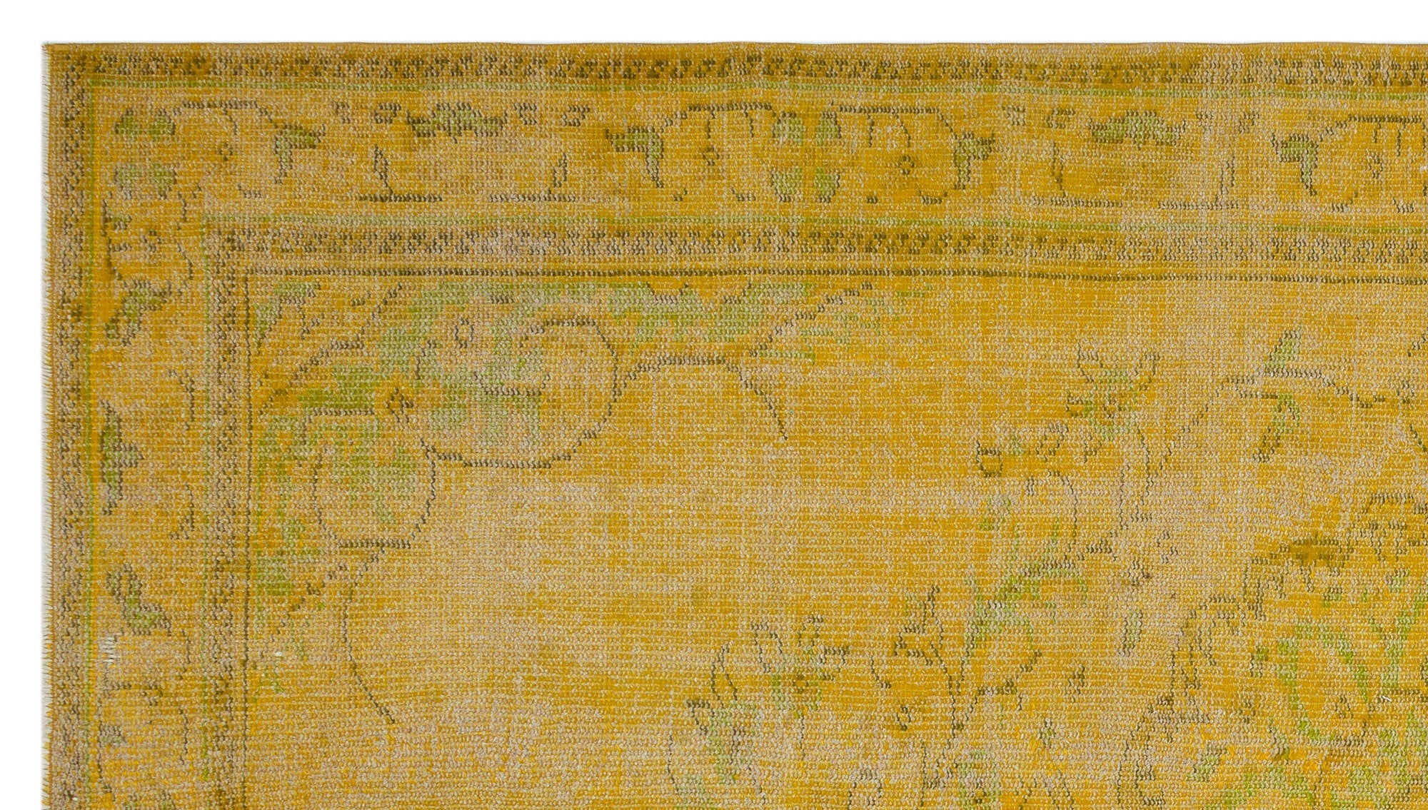 Atina Yellow Vintage Wool Handmade Area Rug 5'3" x 9'4"