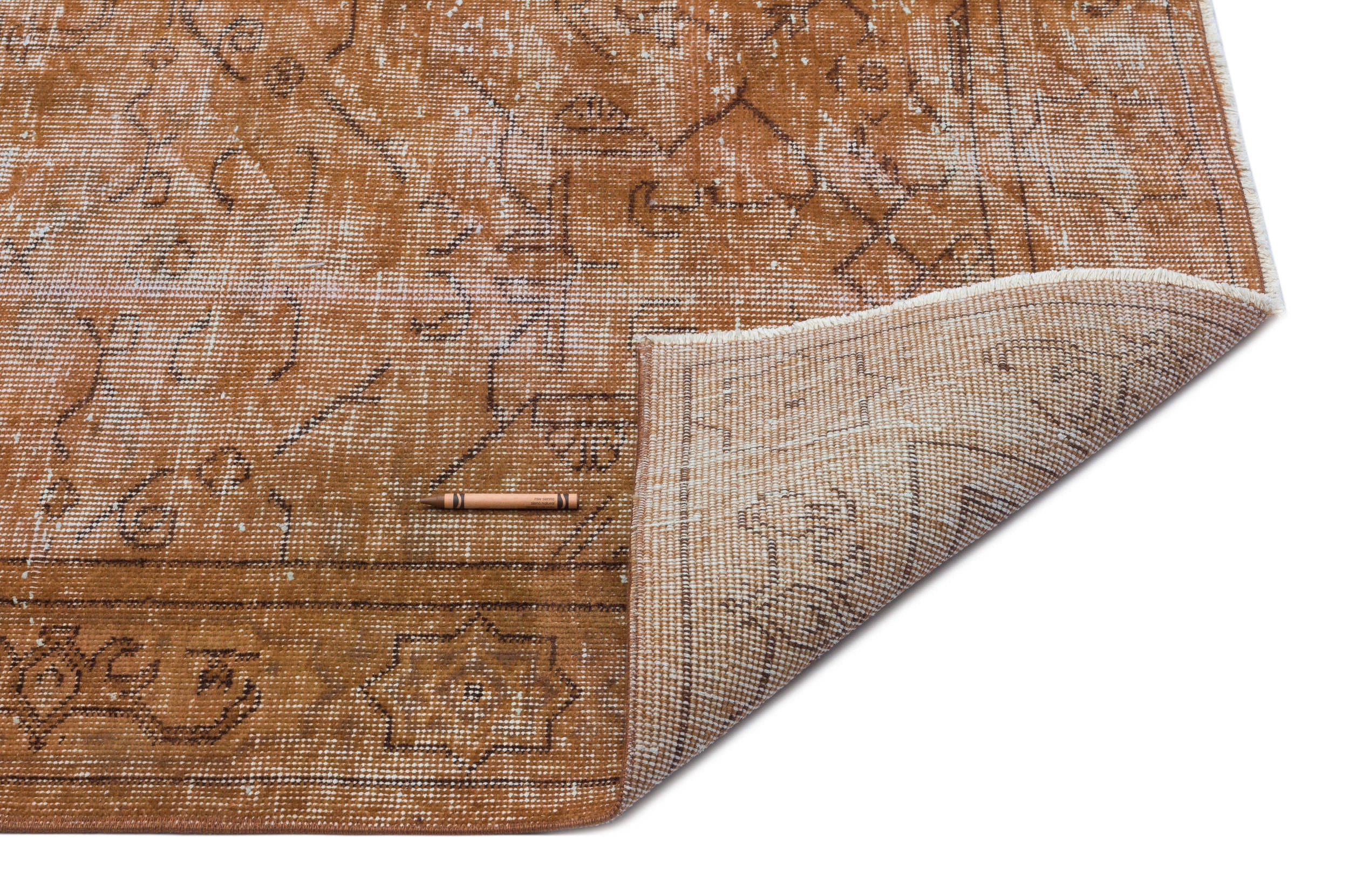 Atina Brown Vintage Wool Handmade Area Rug 5'4" x 8'10"