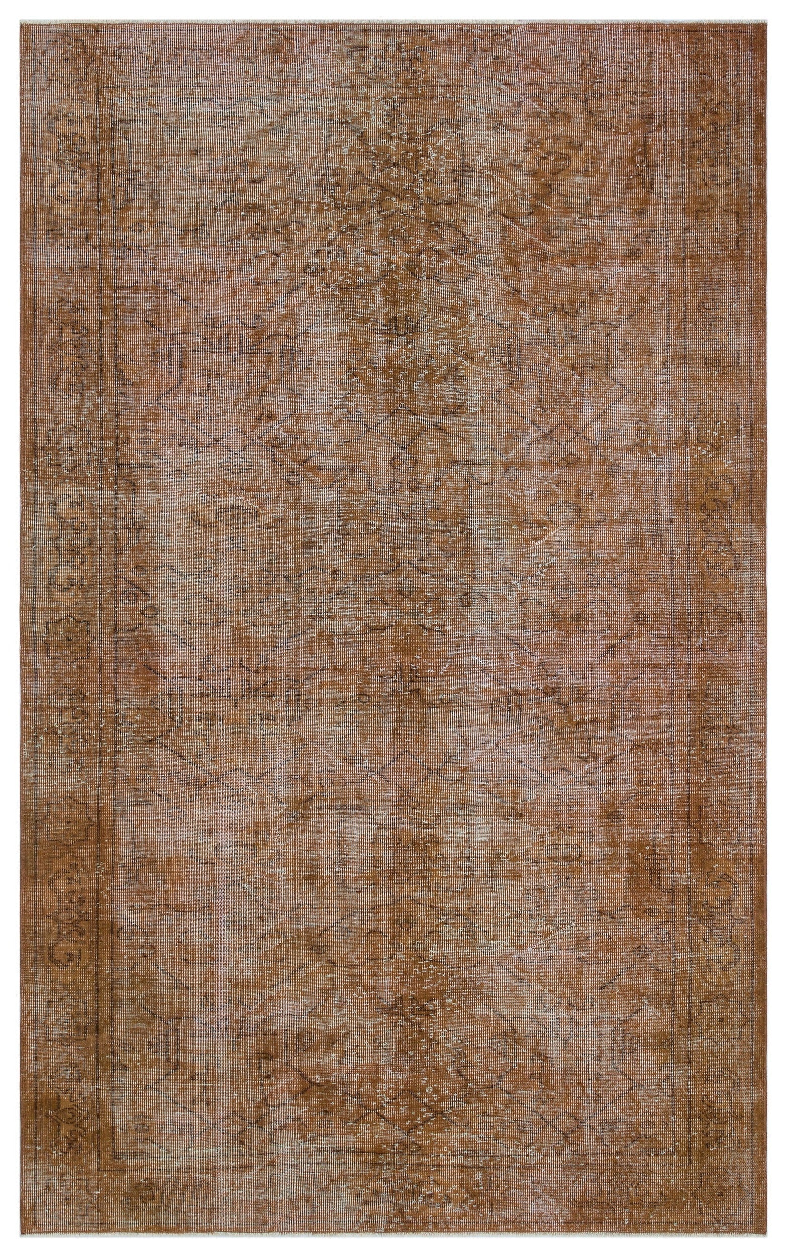 Atina Brown Vintage Wool Handmade Area Rug 5'4" x 8'10"