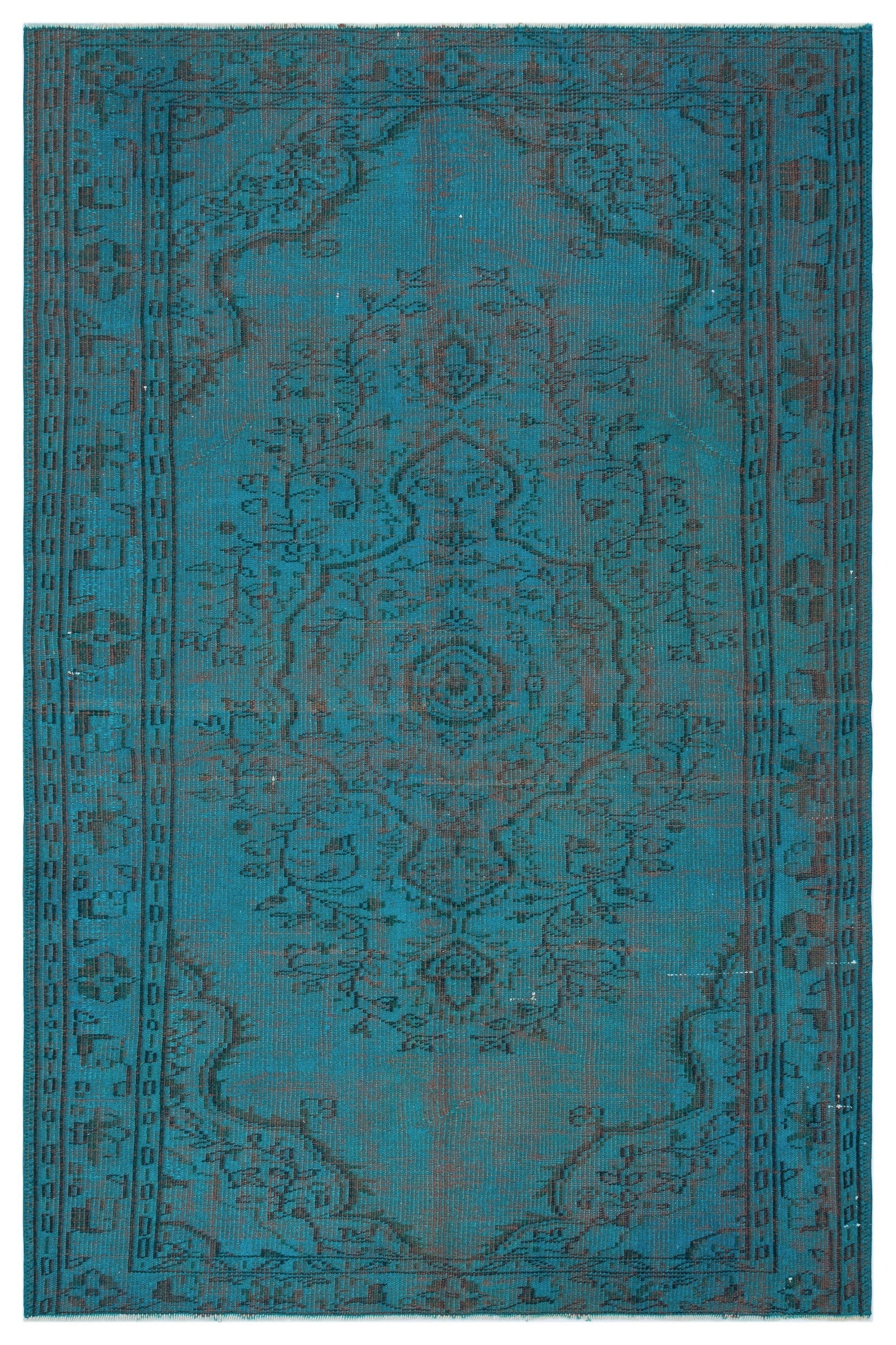 Atina Turquoise Vintage Wool Handmade Area Rug 5'1" x 7'9"