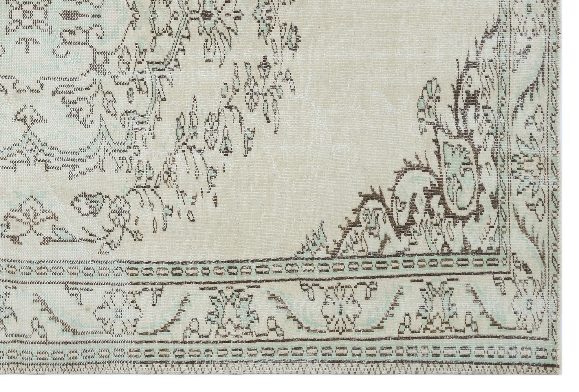 Atina Beige Vintage Wool Handmade Area Rug 6'2" x 9'2"