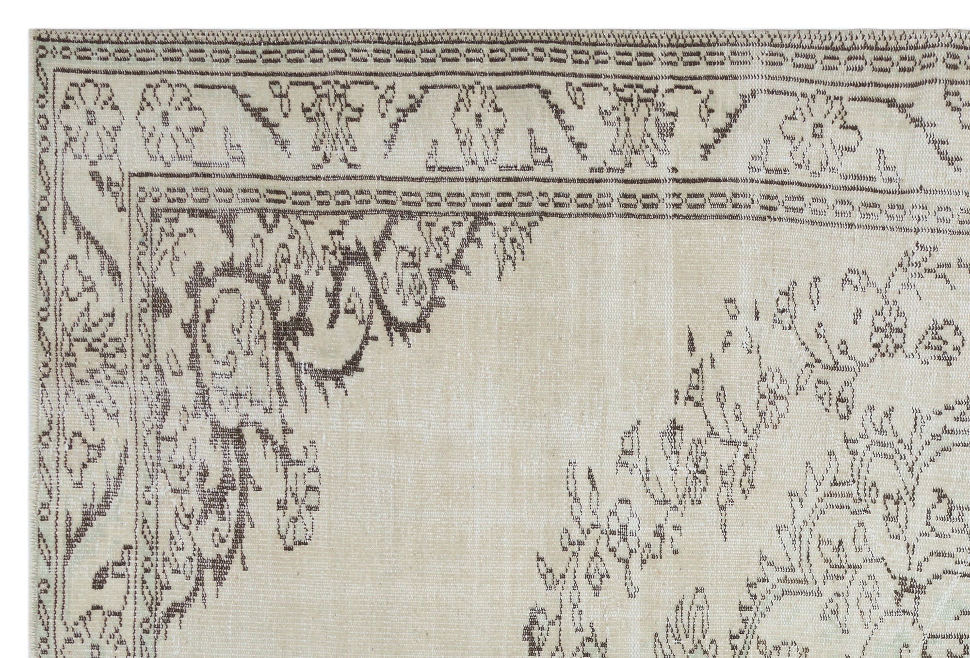 Atina Beige Vintage Wool Handmade Area Rug 6'2" x 9'2"