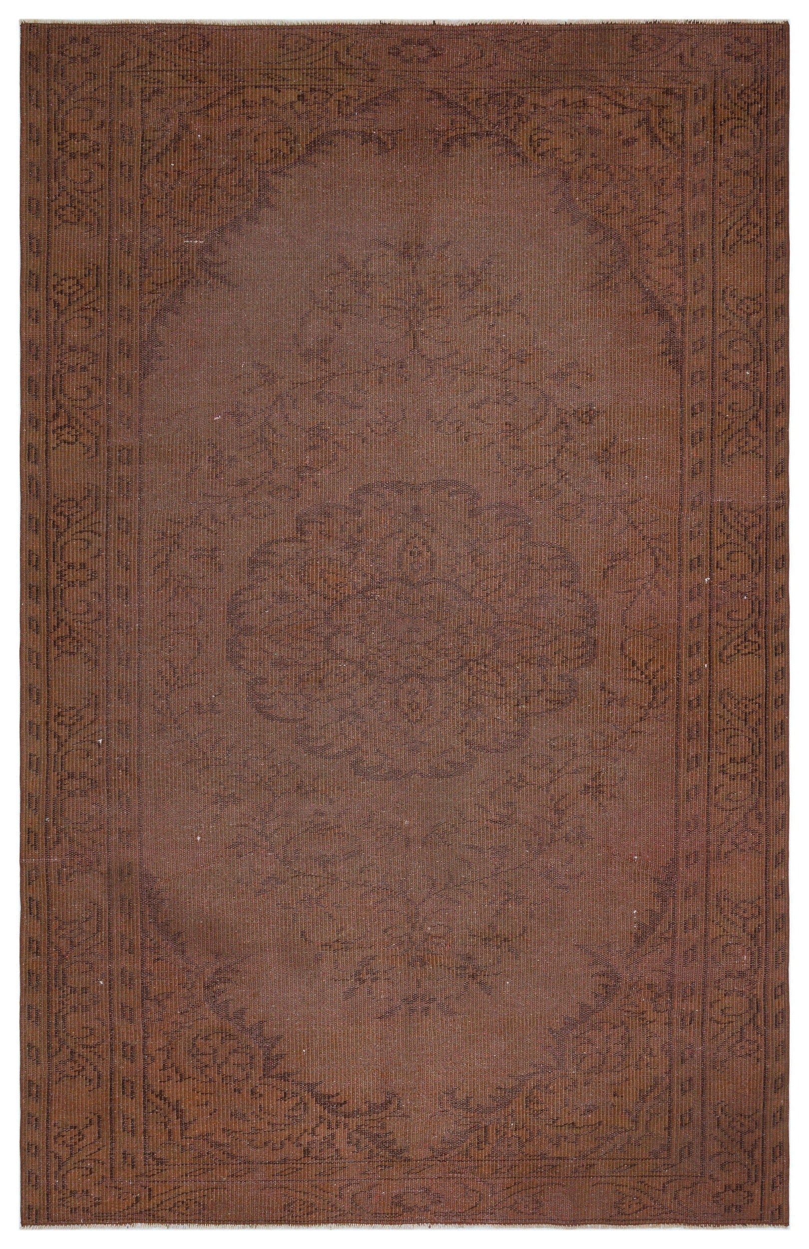 Atina Brown Vintage Wool Handmade Area Rug 5'7" x 8'8"