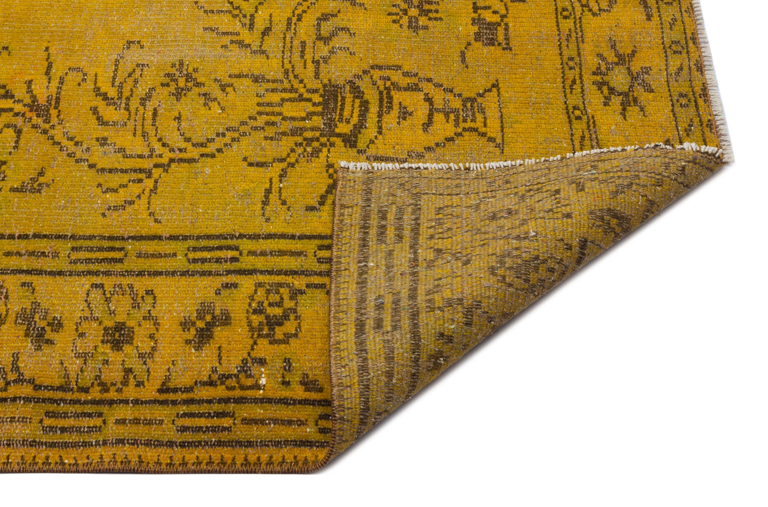 Atina Yellow Vintage Wool Handmade Area Rug 6'5" x 9'8"