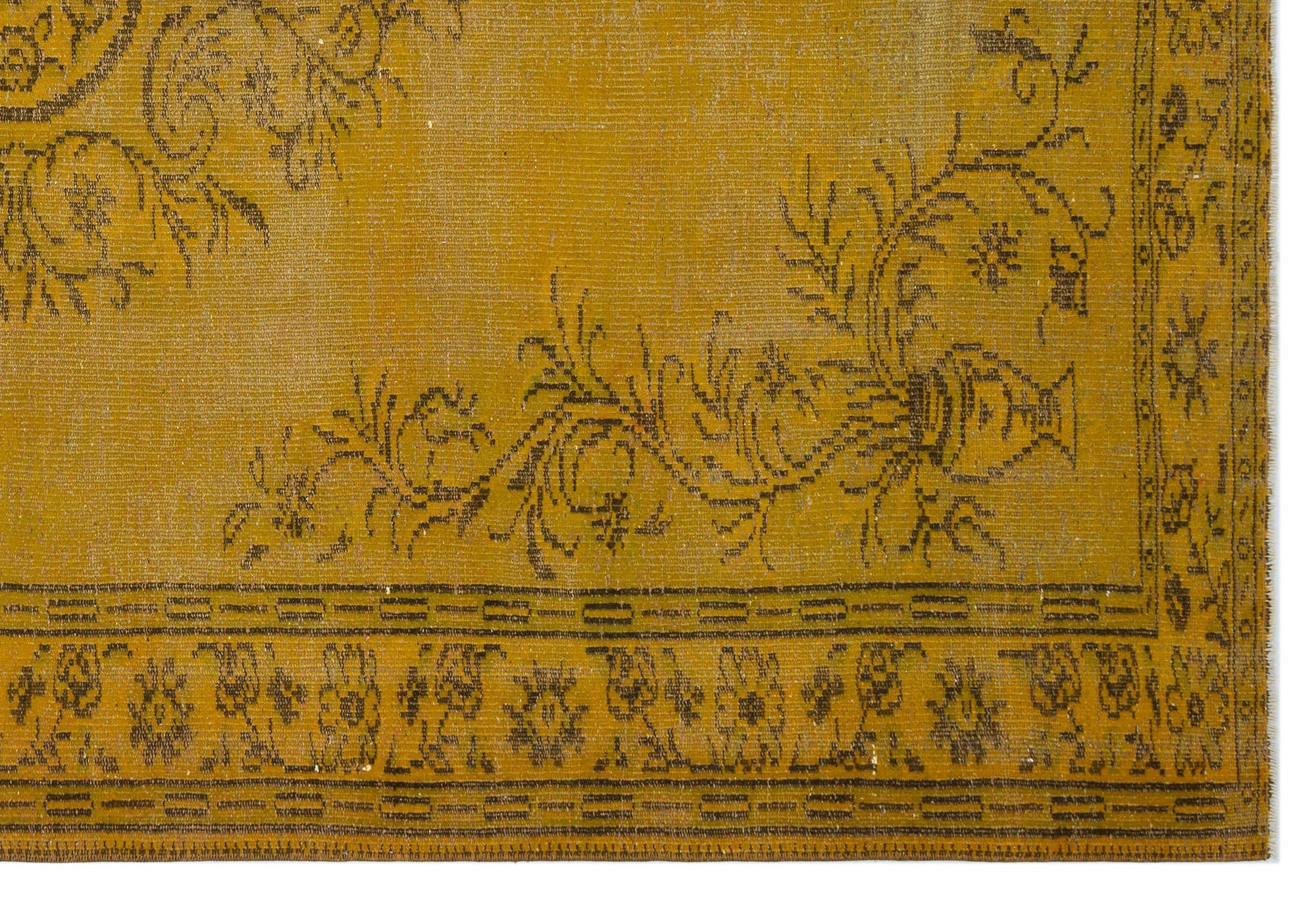 Atina Yellow Vintage Wool Handmade Area Rug 6'5" x 9'8"