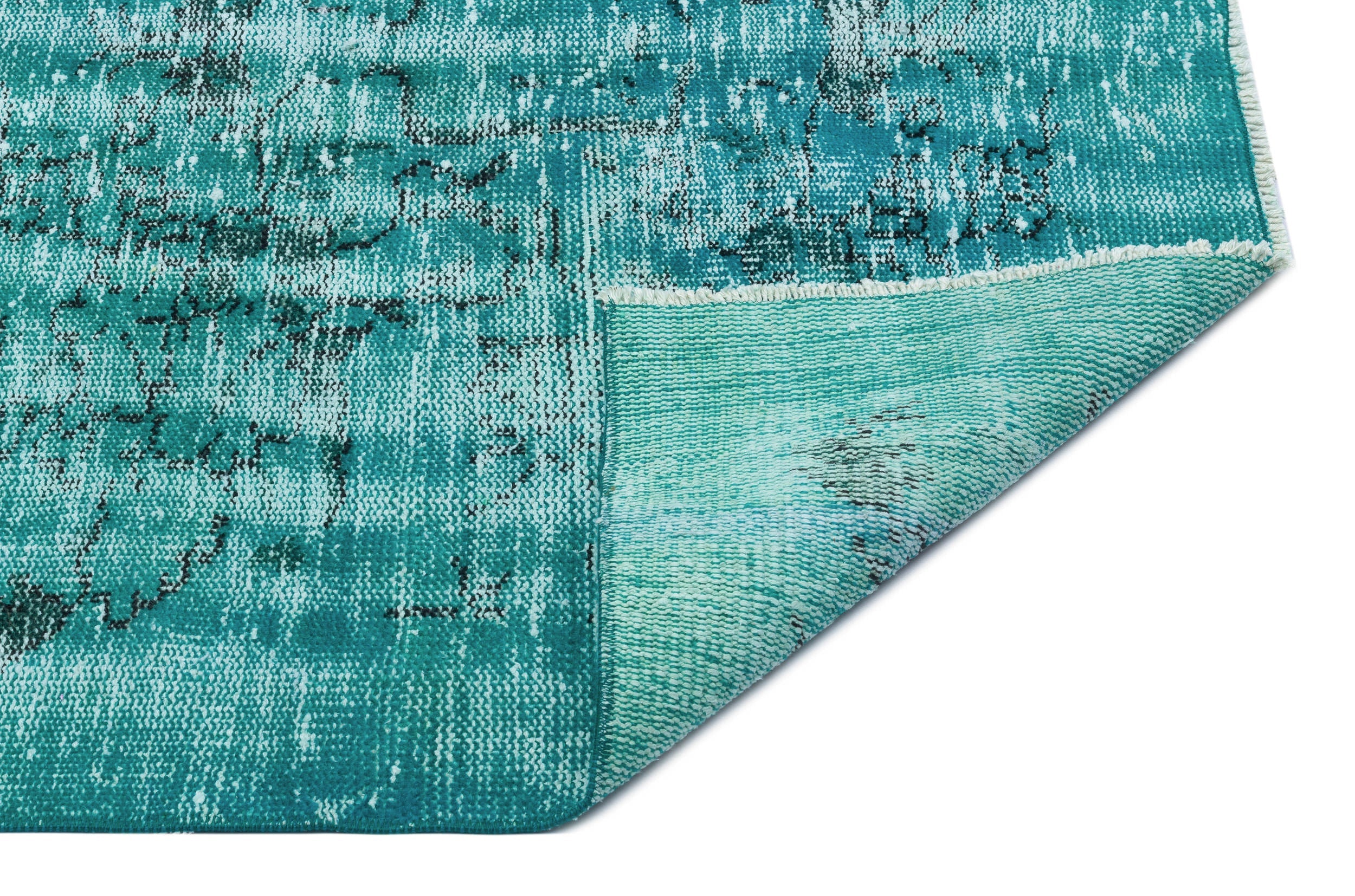 Atina Turquoise Vintage Wool Handmade Area Rug 4'0" x 6'11"
