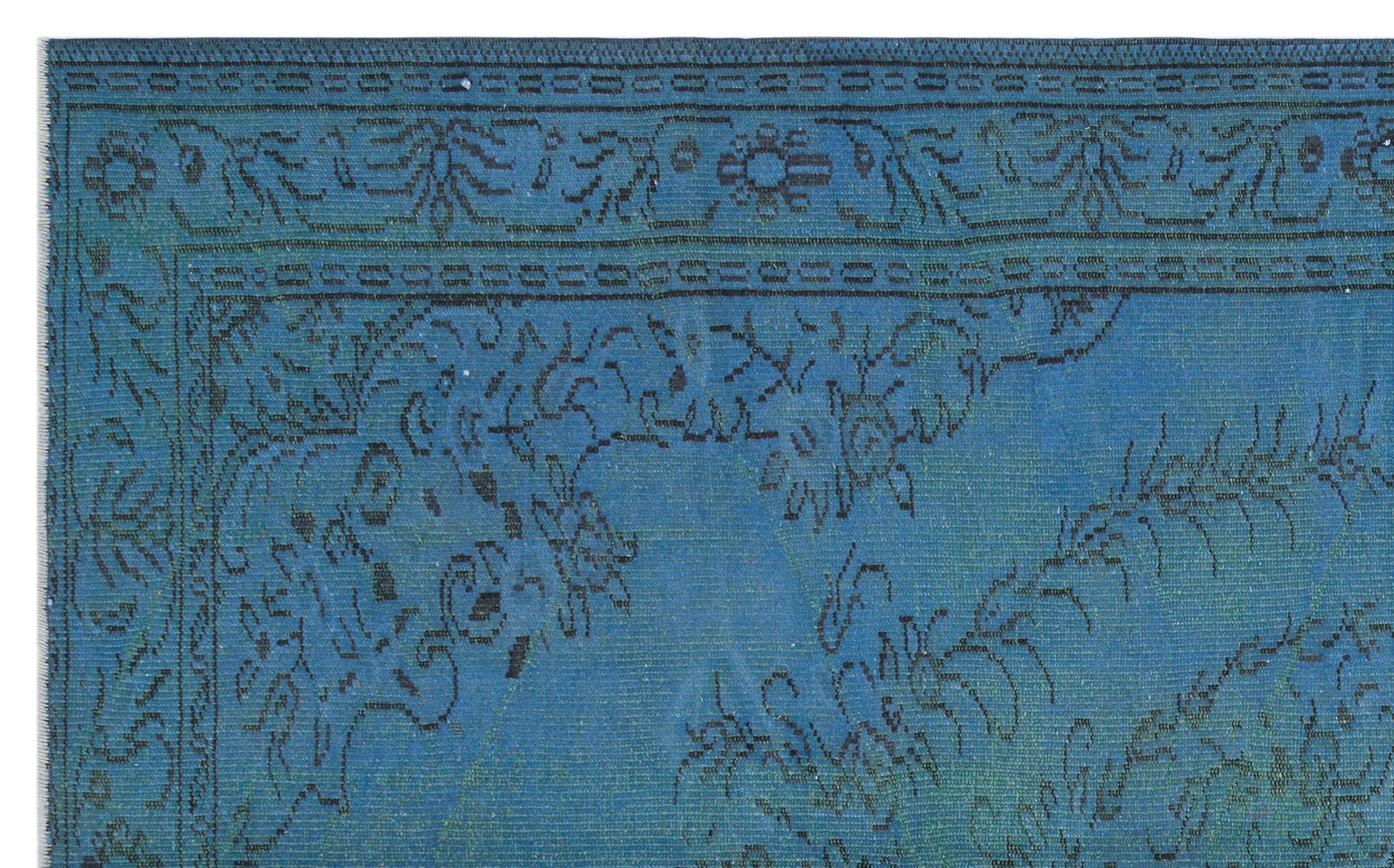 Atina Blue Vintage Wool Handmade Area Rug 5'11" x 9'7"