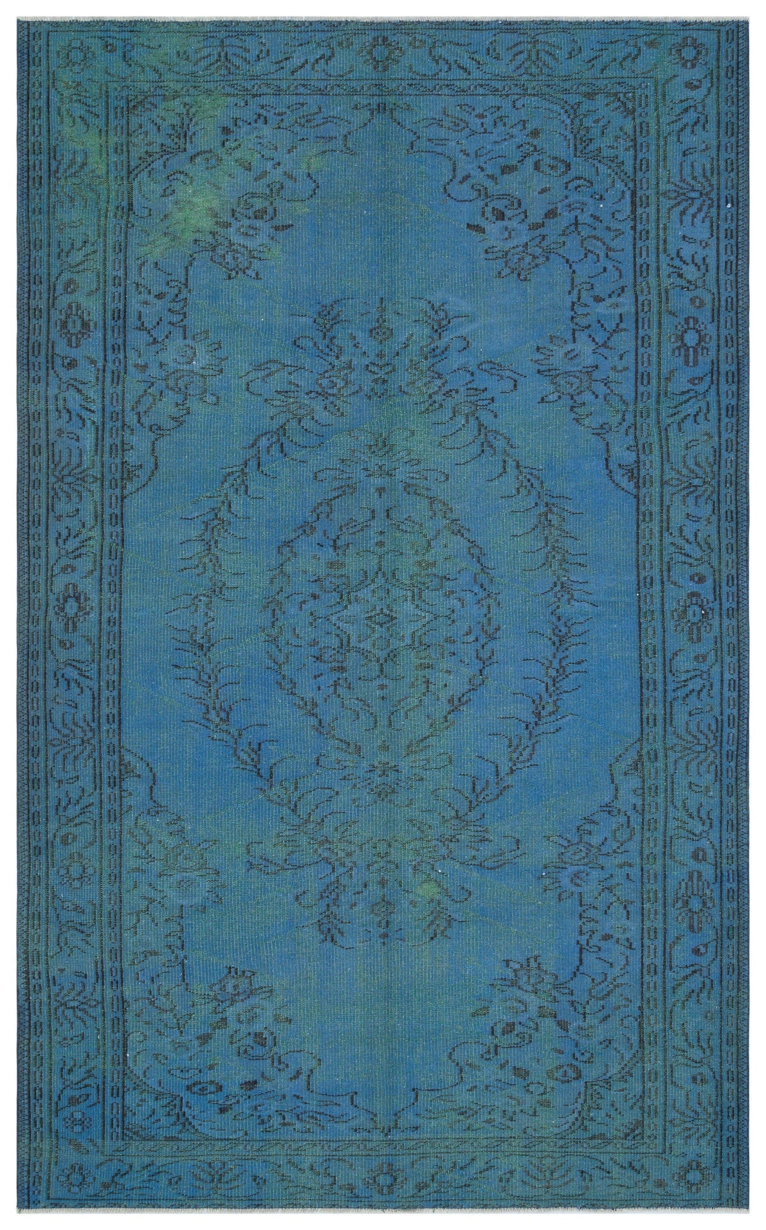 Atina Blue Vintage Wool Handmade Area Rug 5'11" x 9'7"