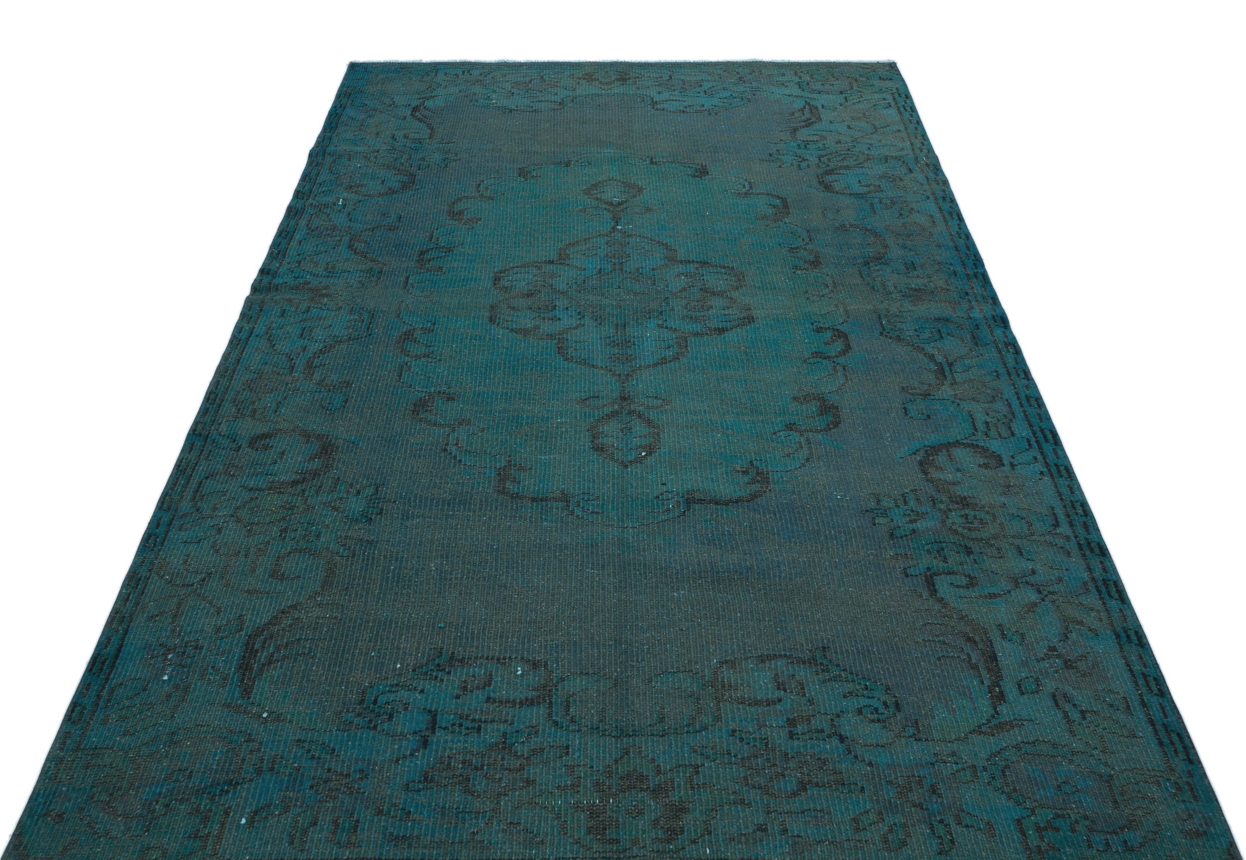 Atina Green Vintage Wool Handmade Area Rug 5'3" x 8'6"