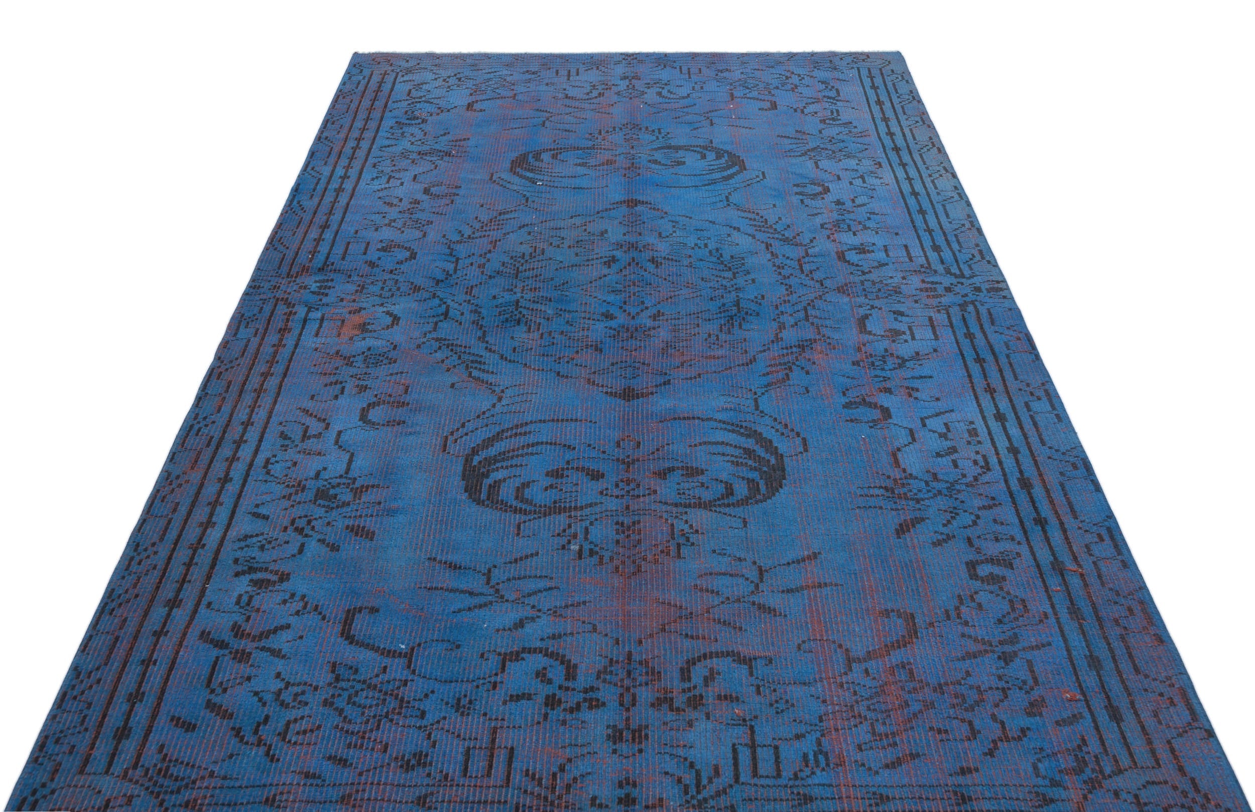 Atina Blue Vintage Wool Handmade Area Rug 5'3" x 8'0"