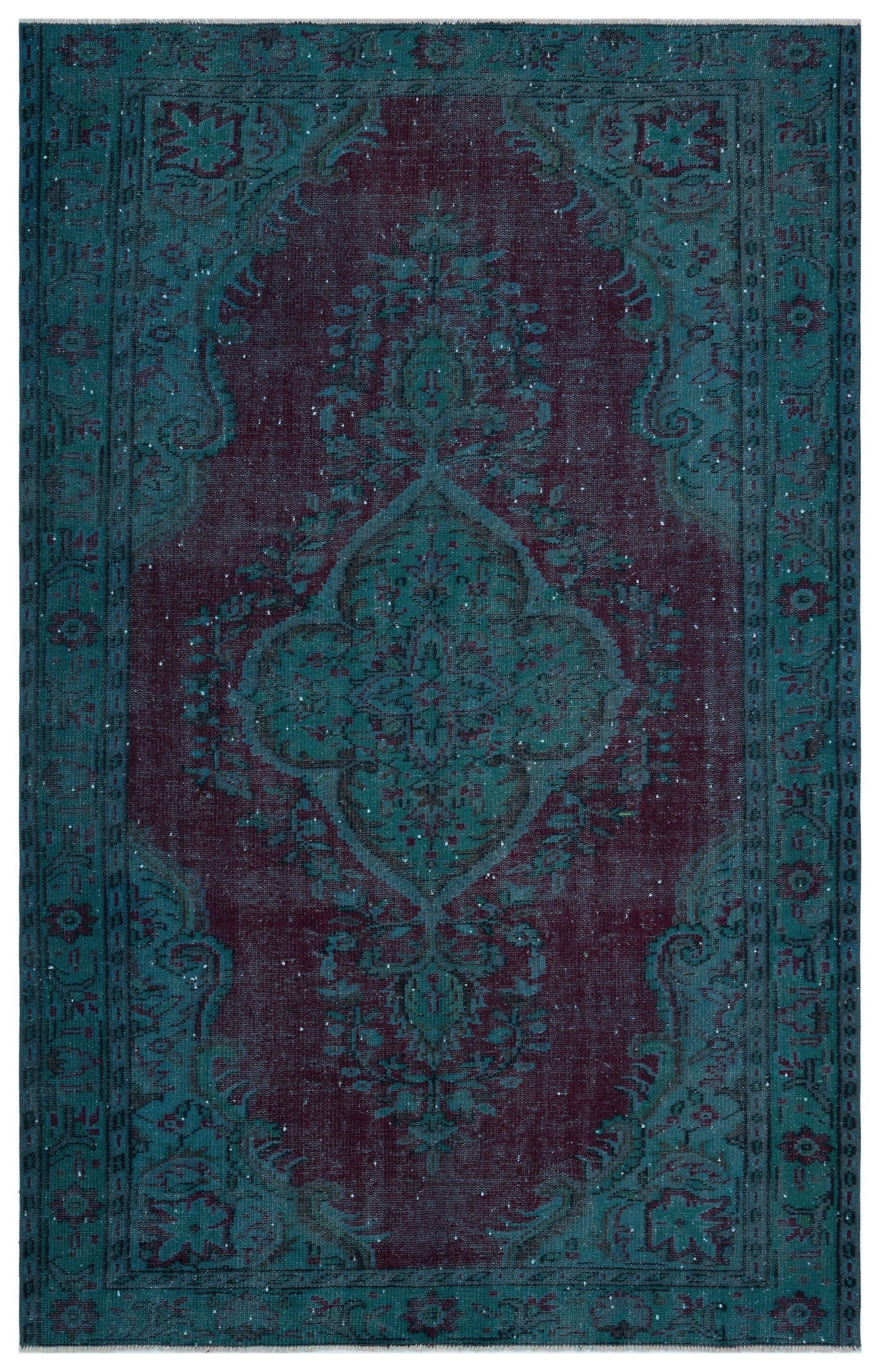 Atina Turquoise Vintage Wool Handmade Area Rug 5'9" x 8'11"