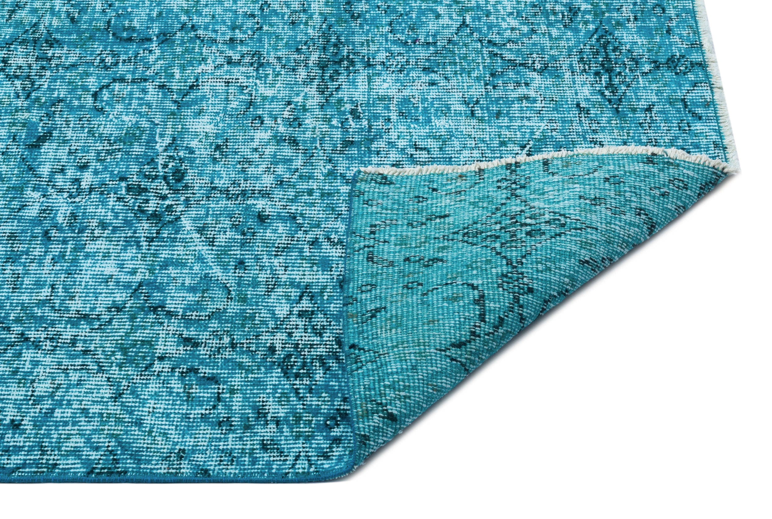 Atina Turquoise Vintage Wool Handmade Area Rug 6'9" x 9'6"