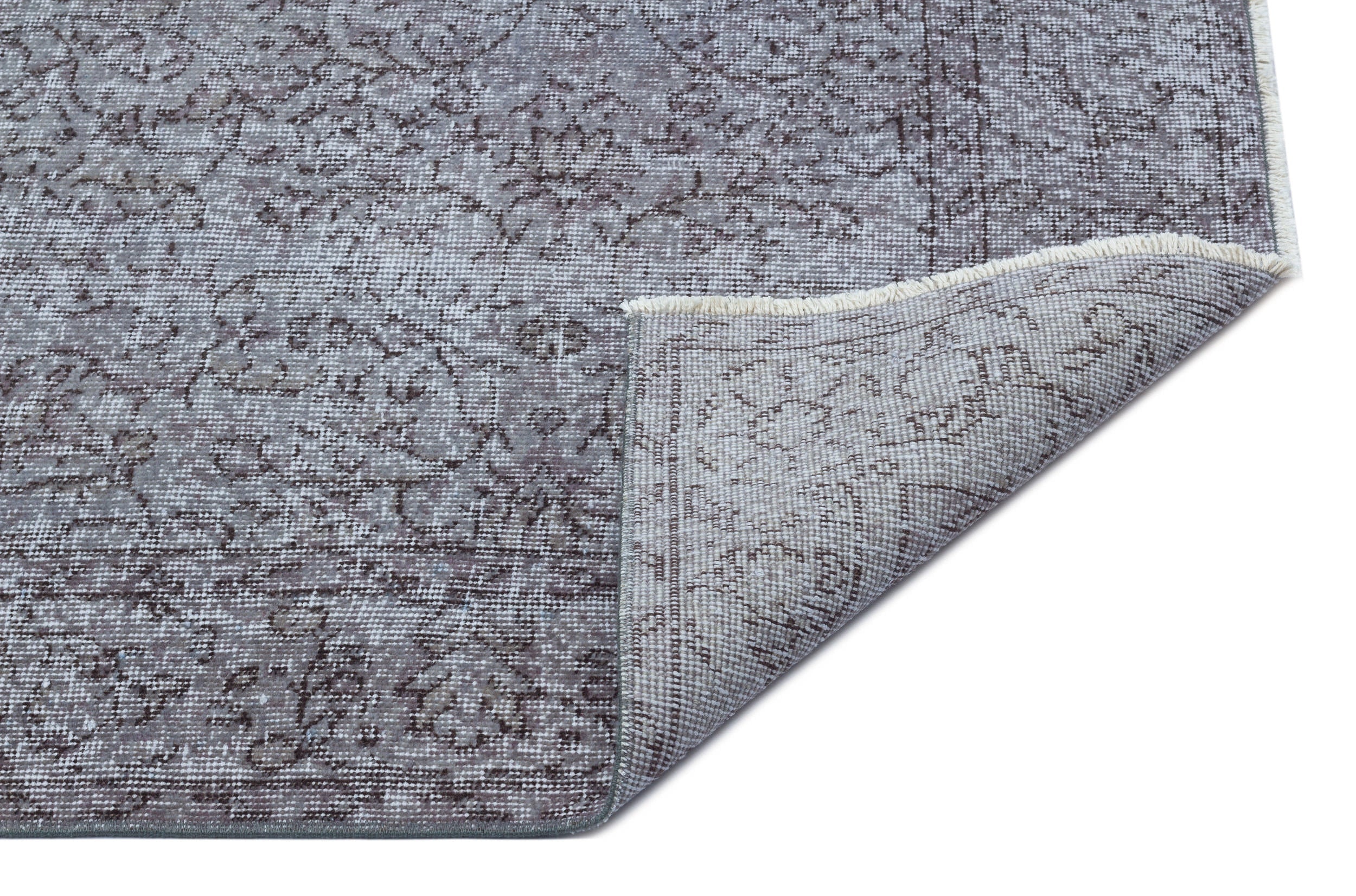 Atina Grey Vintage Wool Handmade Area Rug 5'10" x 7'4"