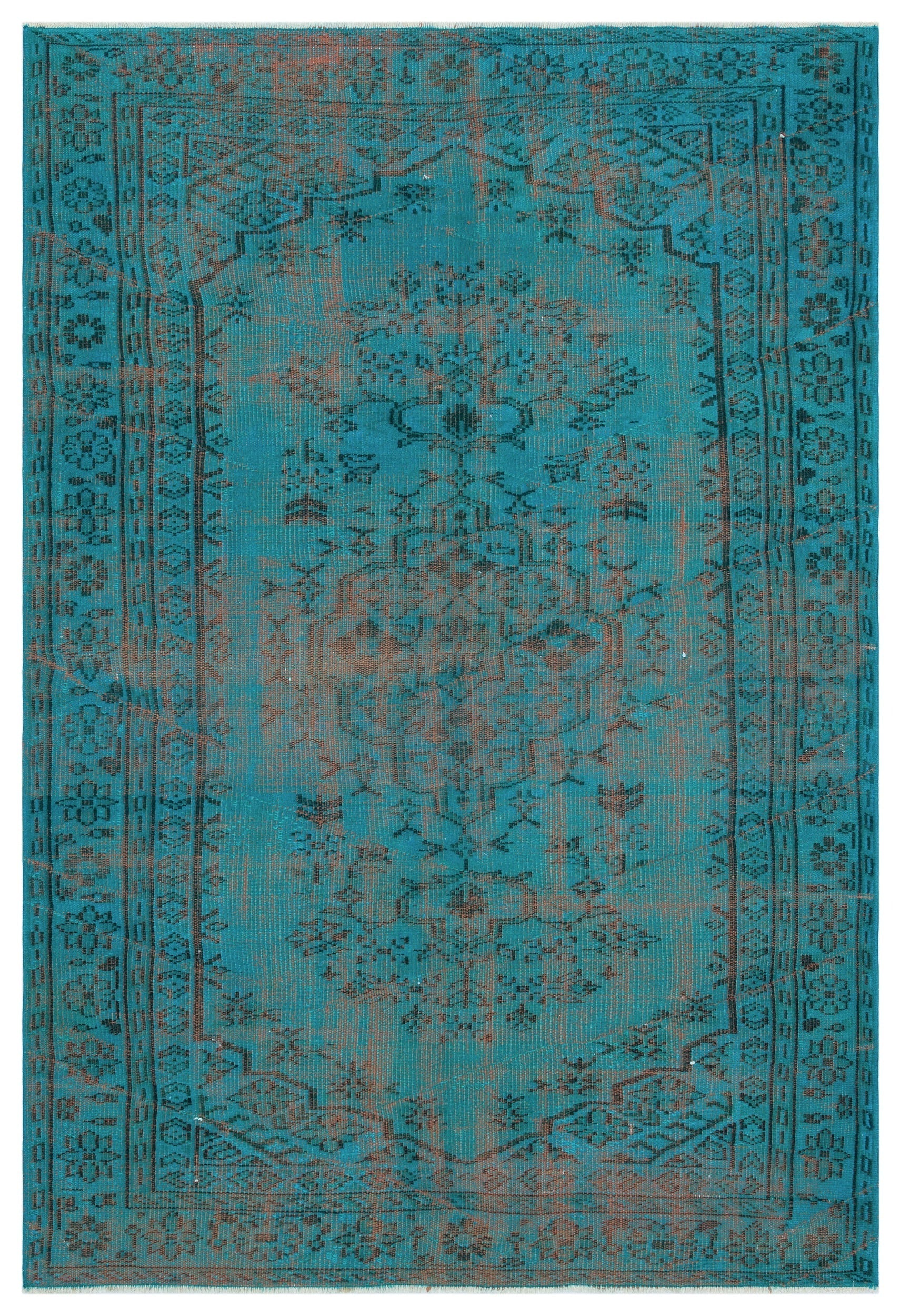 Atina Turquoise Vintage Wool Handmade Area Rug 5'0" x 7'6"
