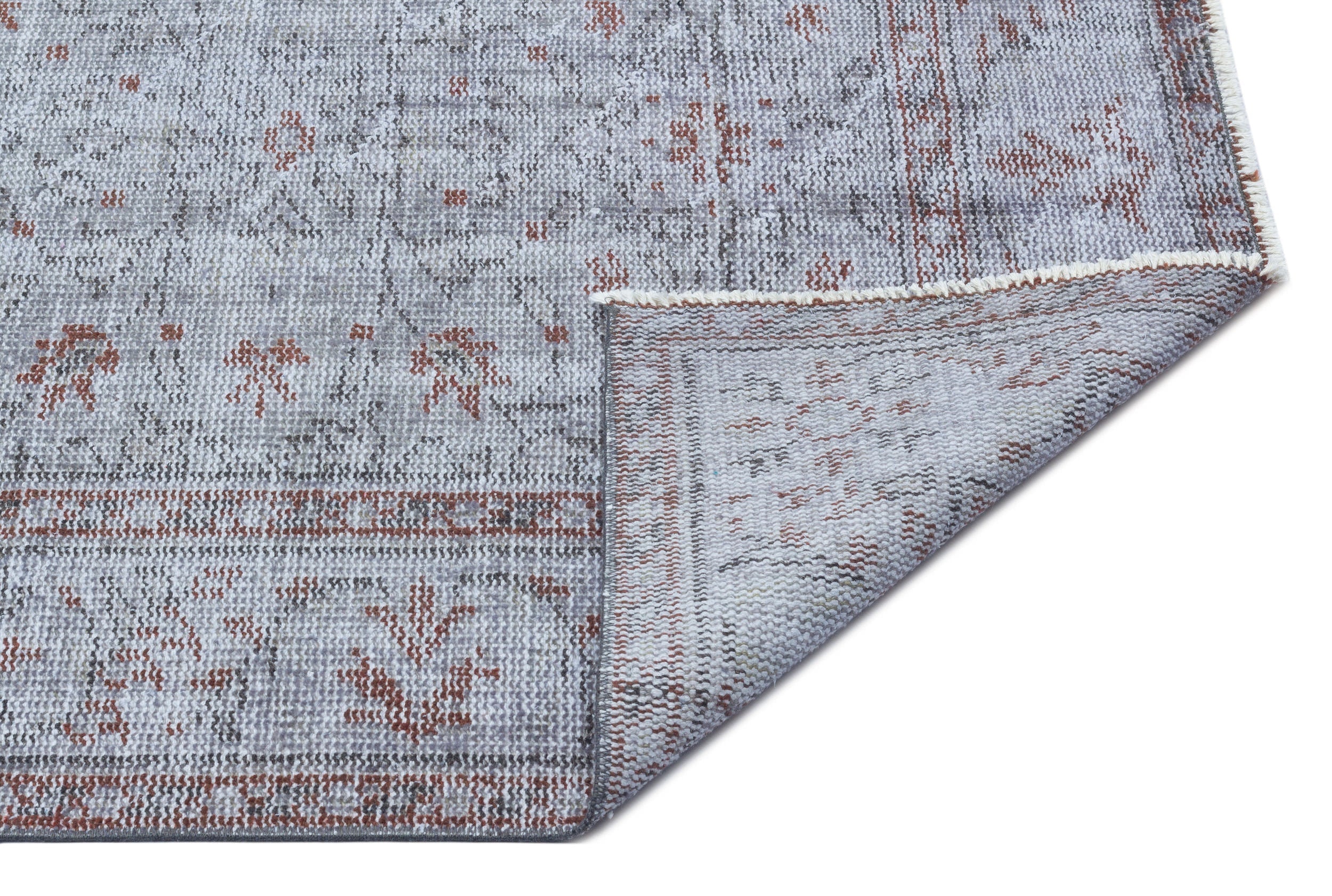 Atina Grey Vintage Wool Handmade Area Rug 5'11" x 9'5"