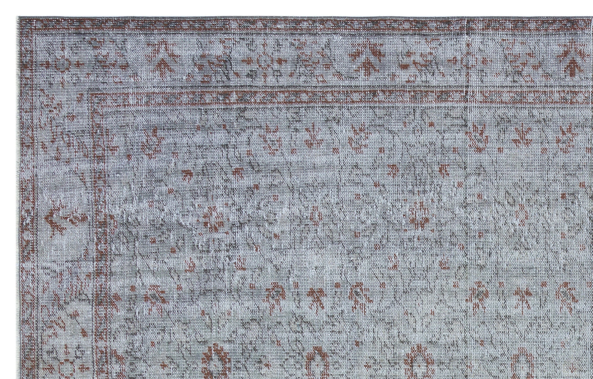 Atina Grey Vintage Wool Handmade Area Rug 5'11" x 9'5"