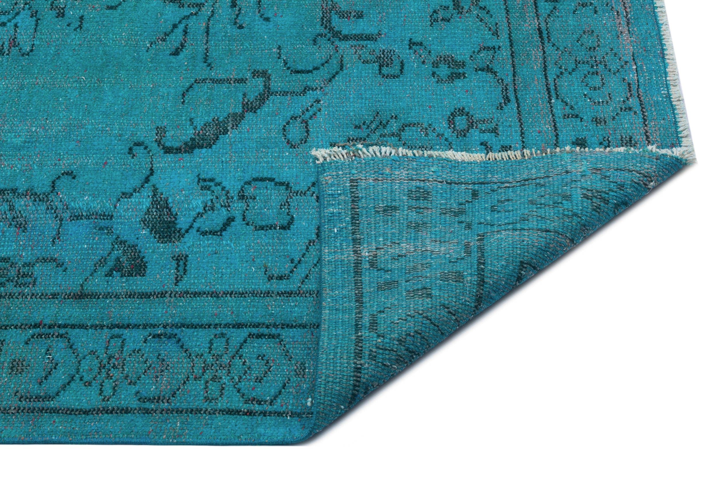 Atina Turquoise Vintage Wool Handmade Area Rug 5'5" x 8'10"
