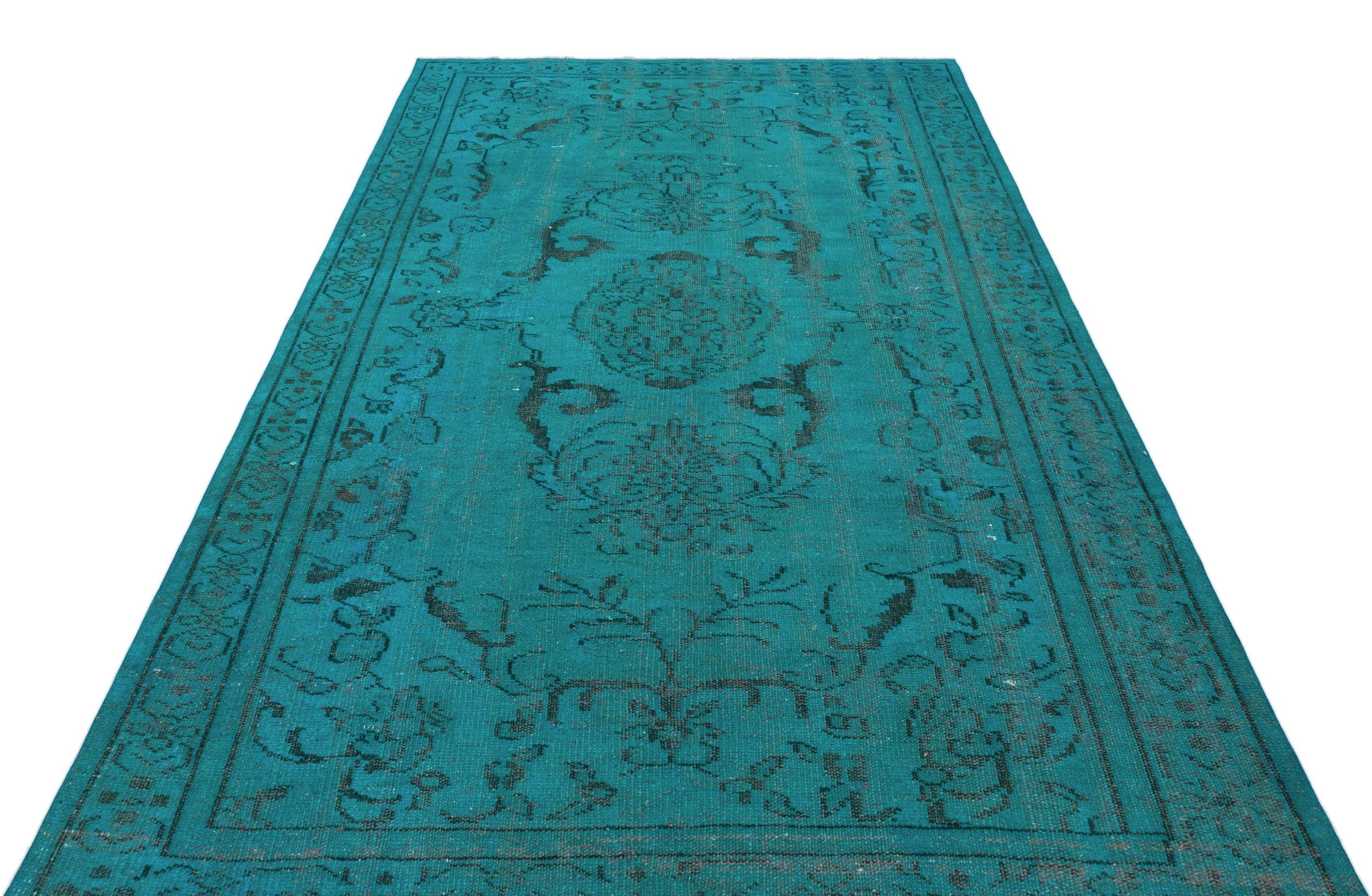 Atina Turquoise Vintage Wool Handmade Area Rug 5'5" x 8'10"