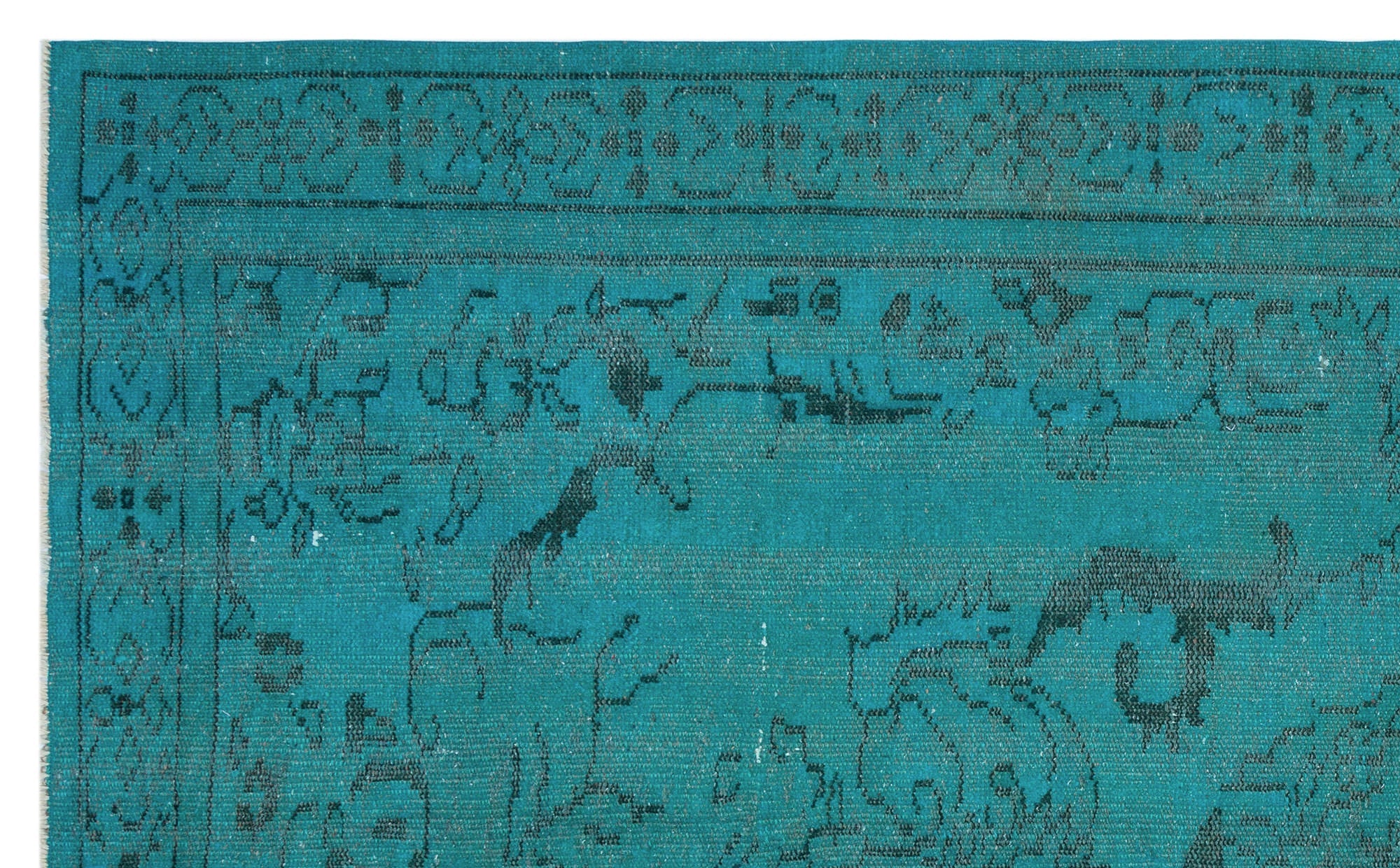 Atina Turquoise Vintage Wool Handmade Area Rug 5'5" x 8'10"