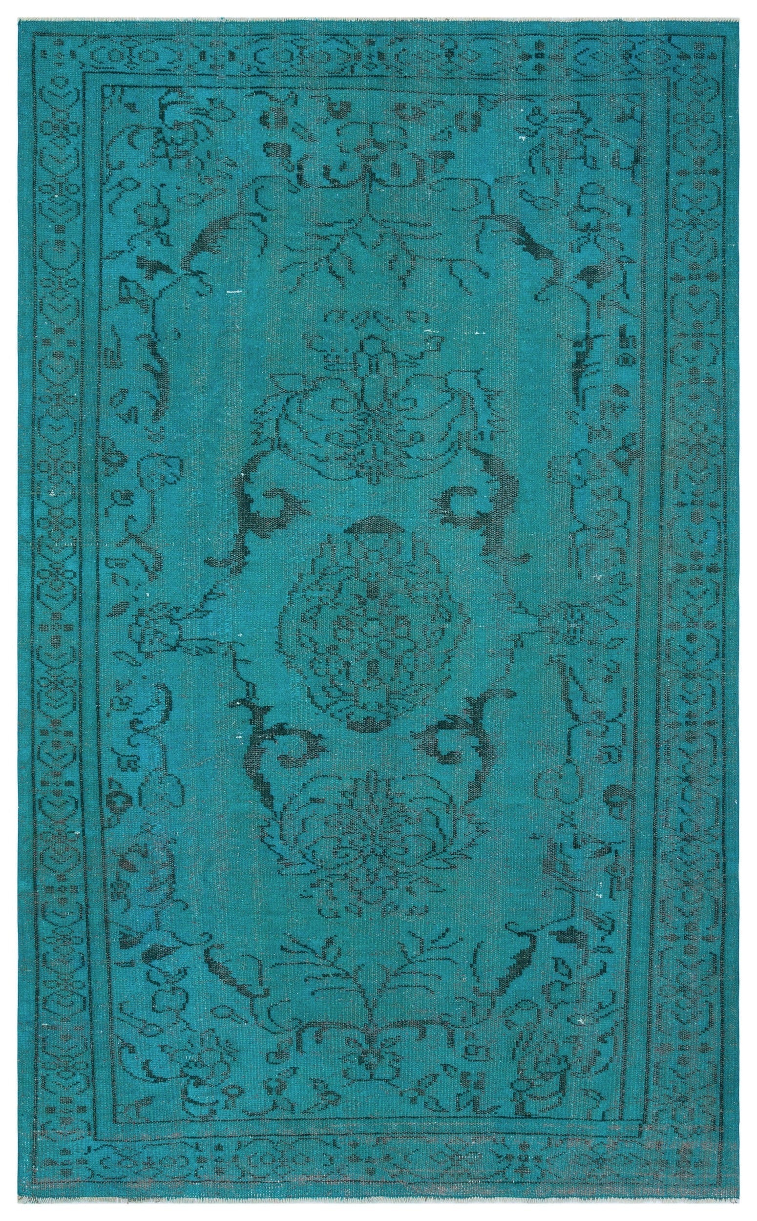 Atina Turquoise Vintage Wool Handmade Area Rug 5'5" x 8'10"