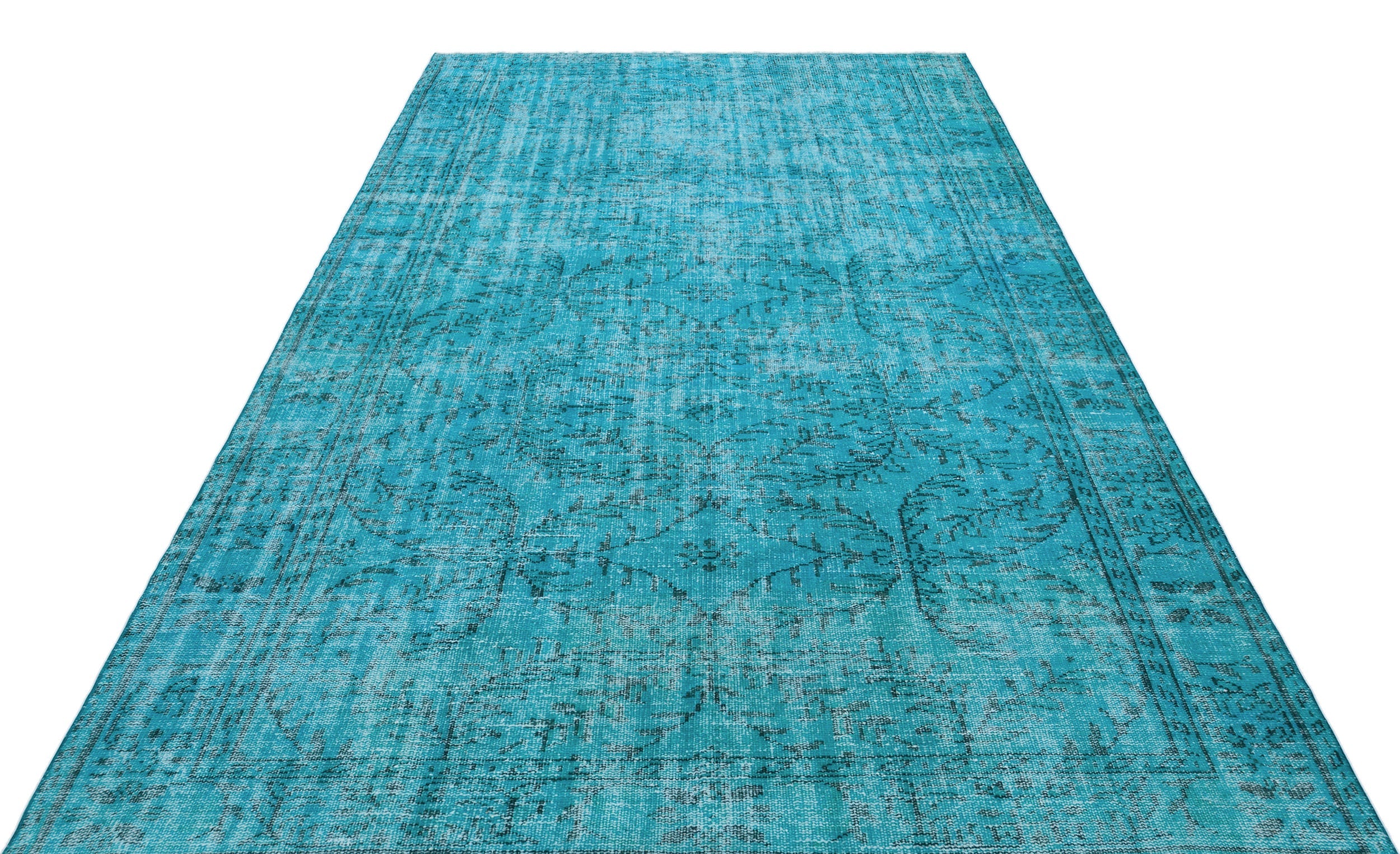 Atina Turquoise Vintage Wool Handmade Area Rug 6'0" x 9'6"