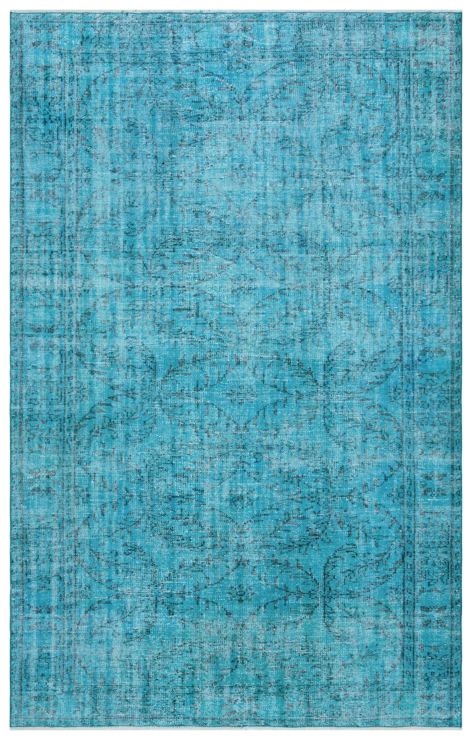 Atina Turquoise Vintage Wool Handmade Area Rug 6'0" x 9'6"